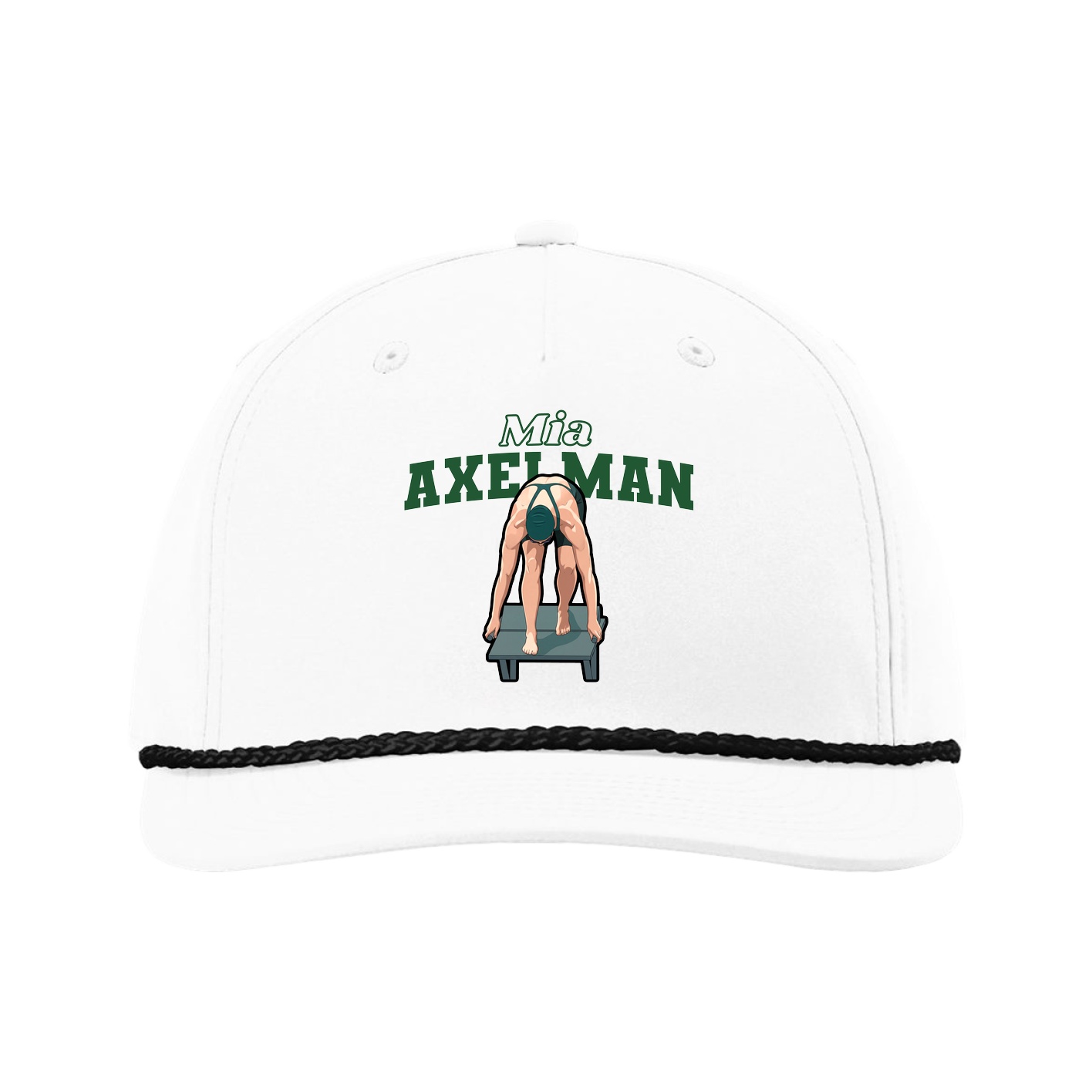 Five-Panel Classic Rope Cap — Name Arch in White