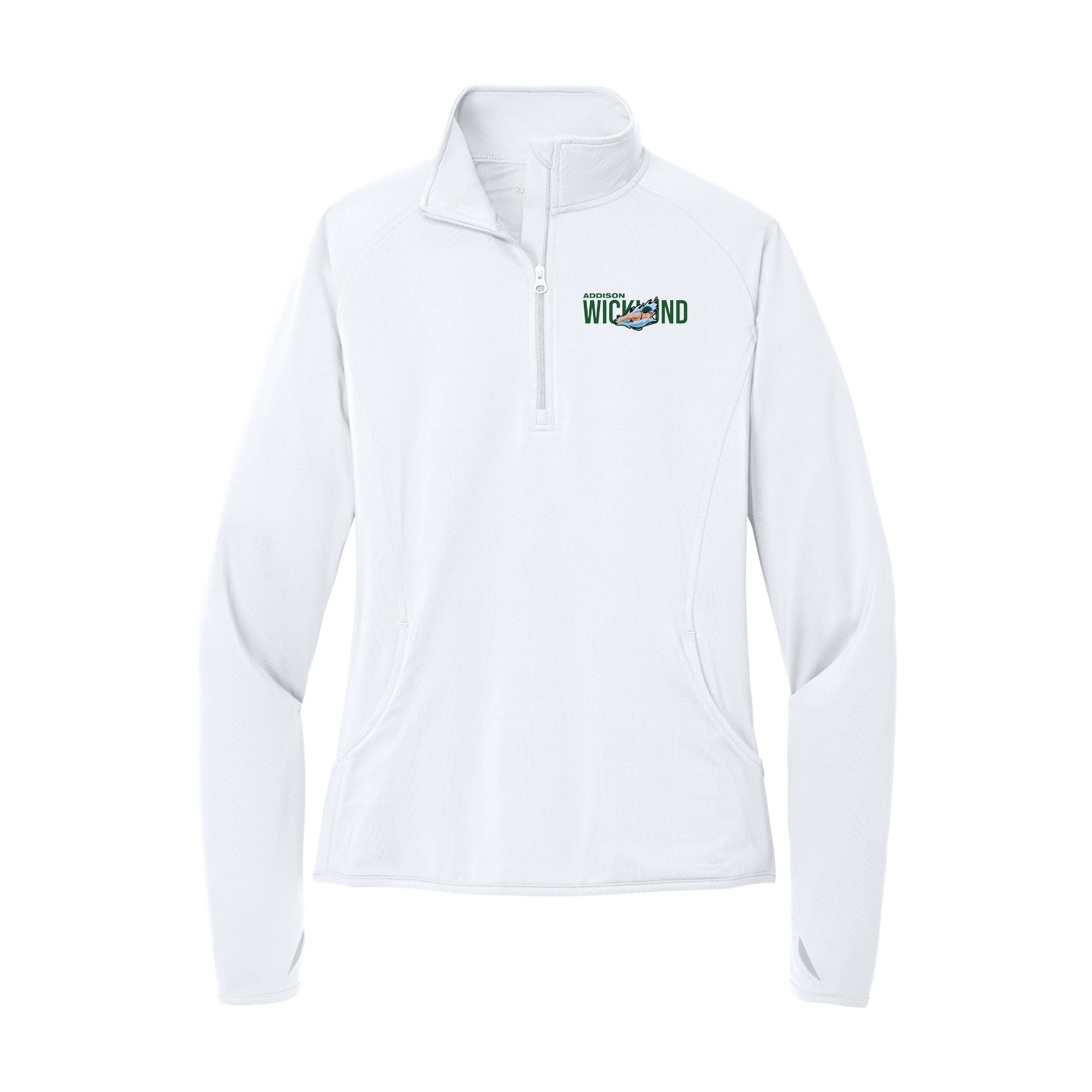 Women's Q-Zip Pullover — Player Name in White