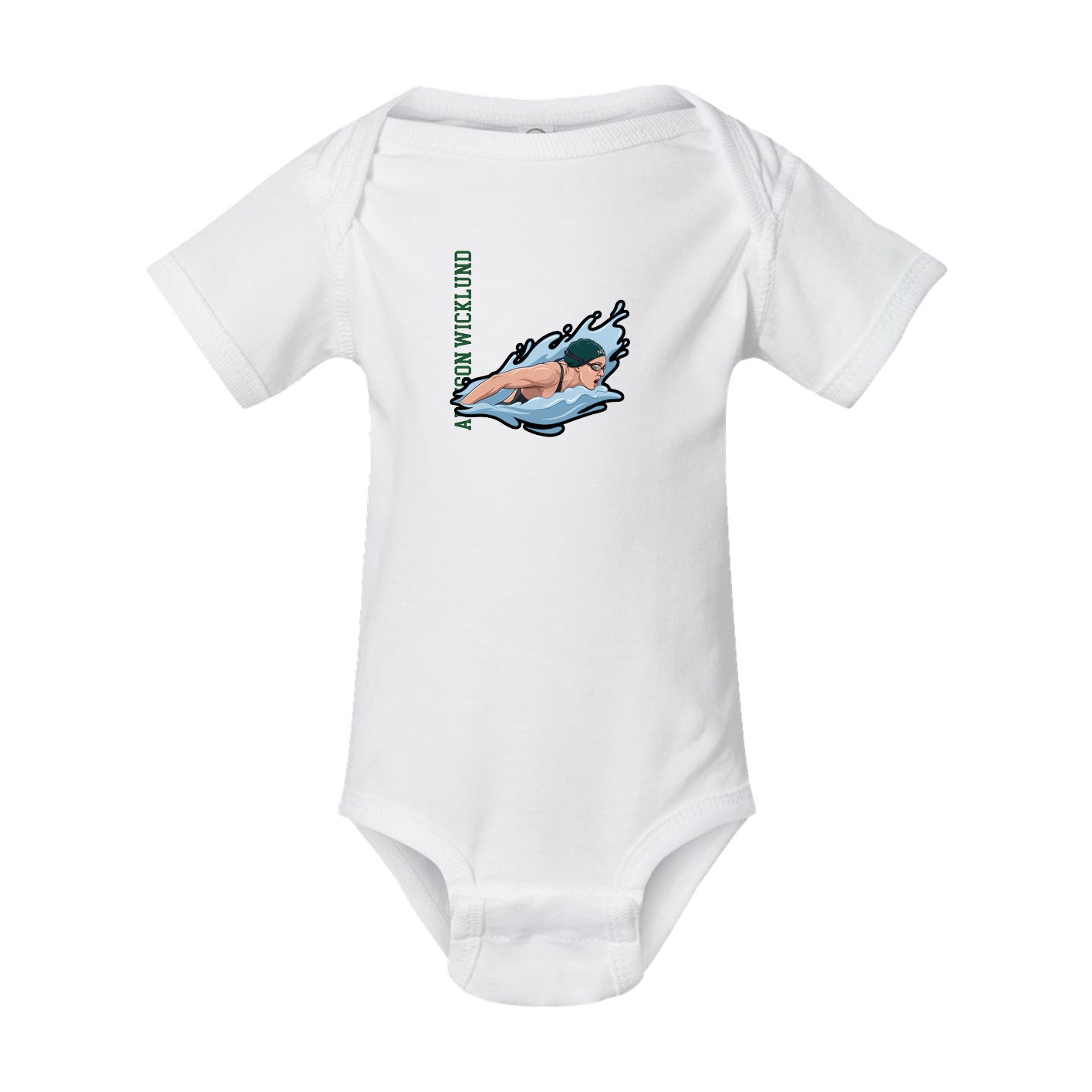 Baby Onesie — Name Vertical in White