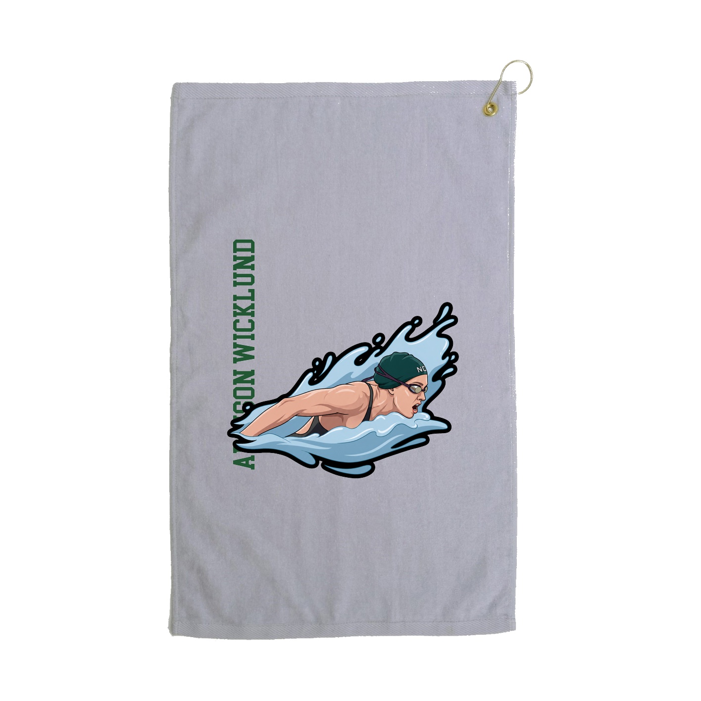 Golf Towel — Name Vertical in Grey