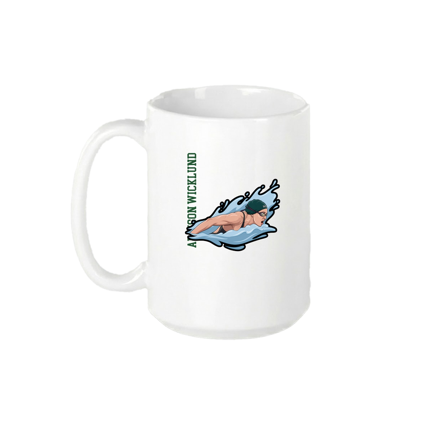 15oz Coffee Mug — Name Vertical in White