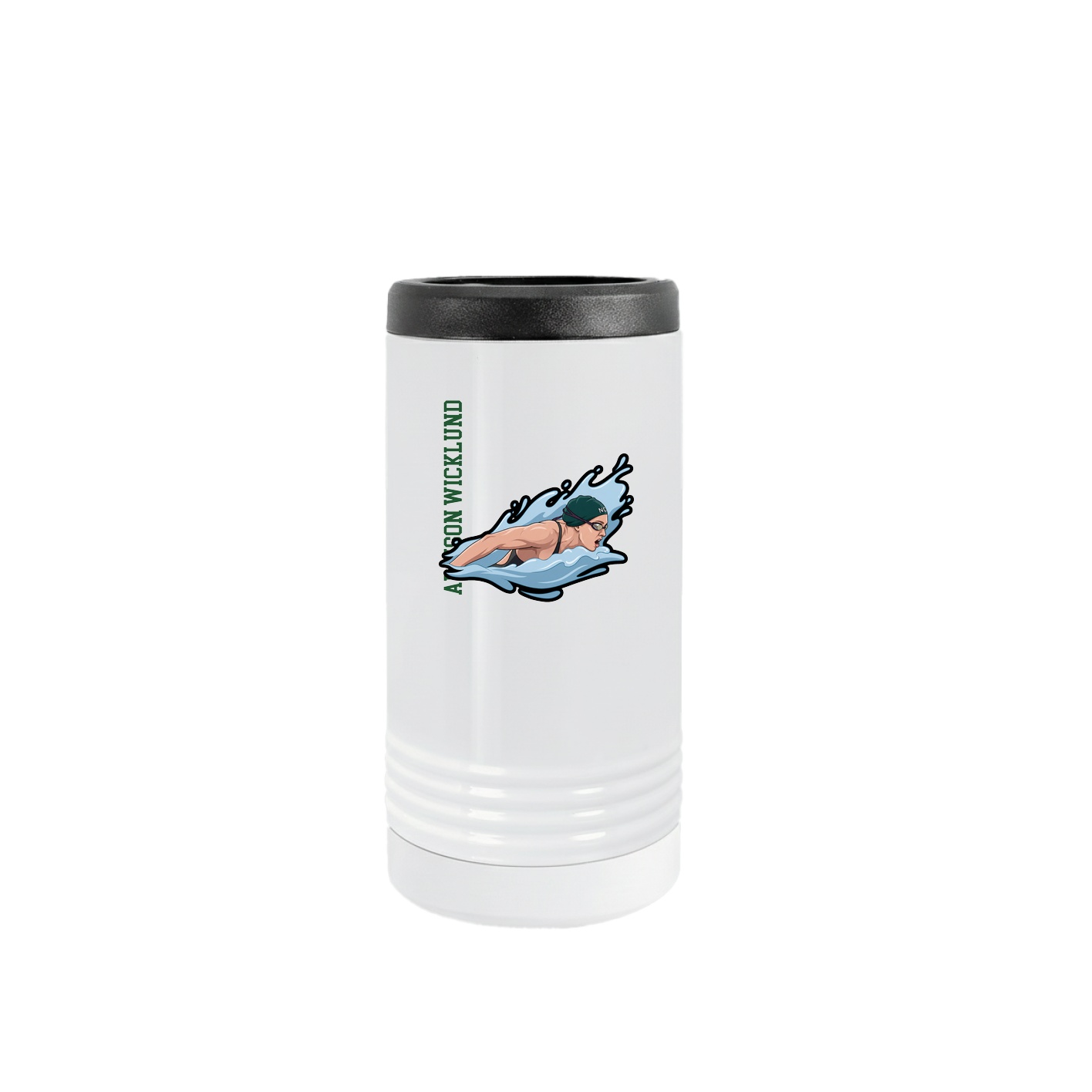Slim Beverage Holder — Name Vertical in White