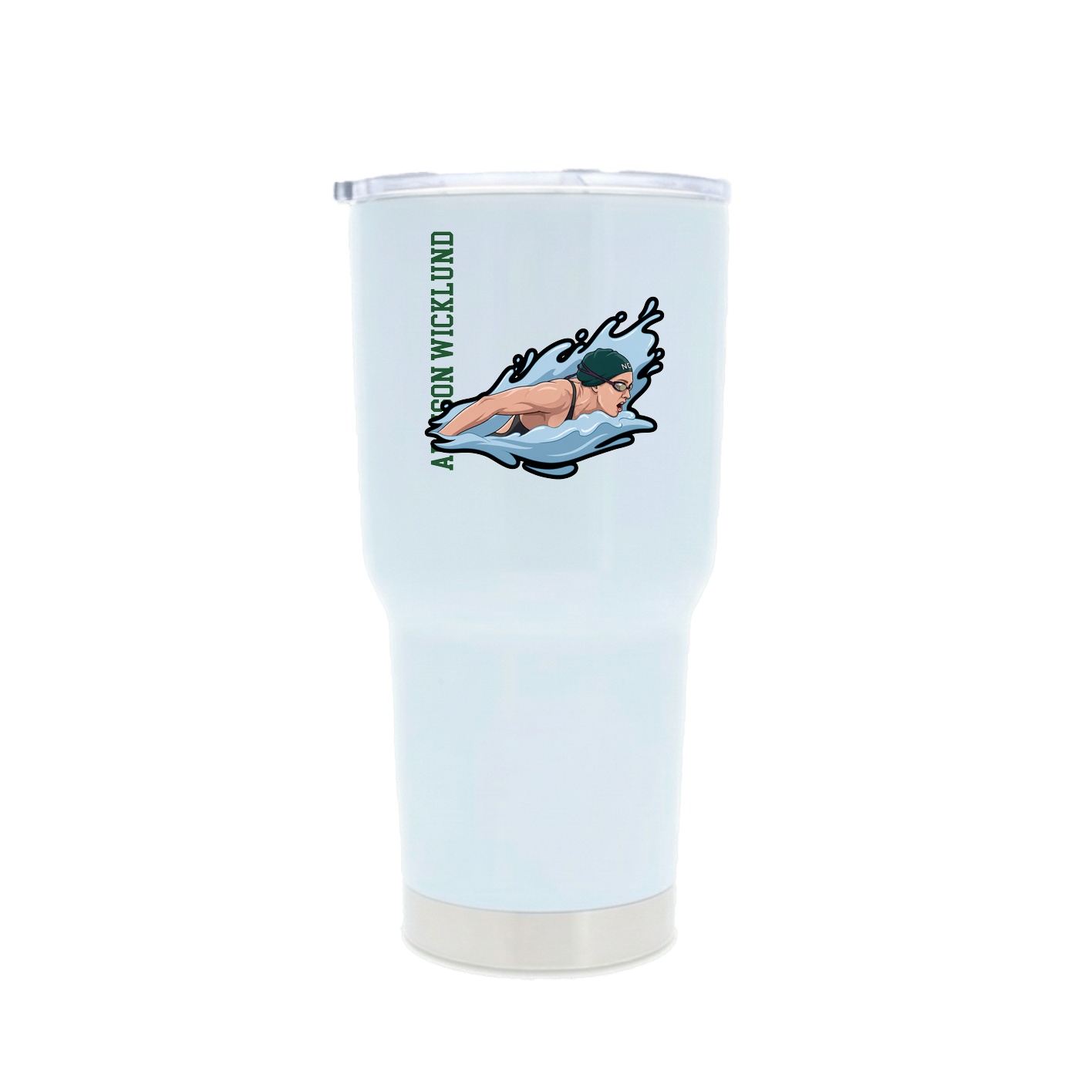 30oz Stainless Steel Tumbler — Name Vertical in White