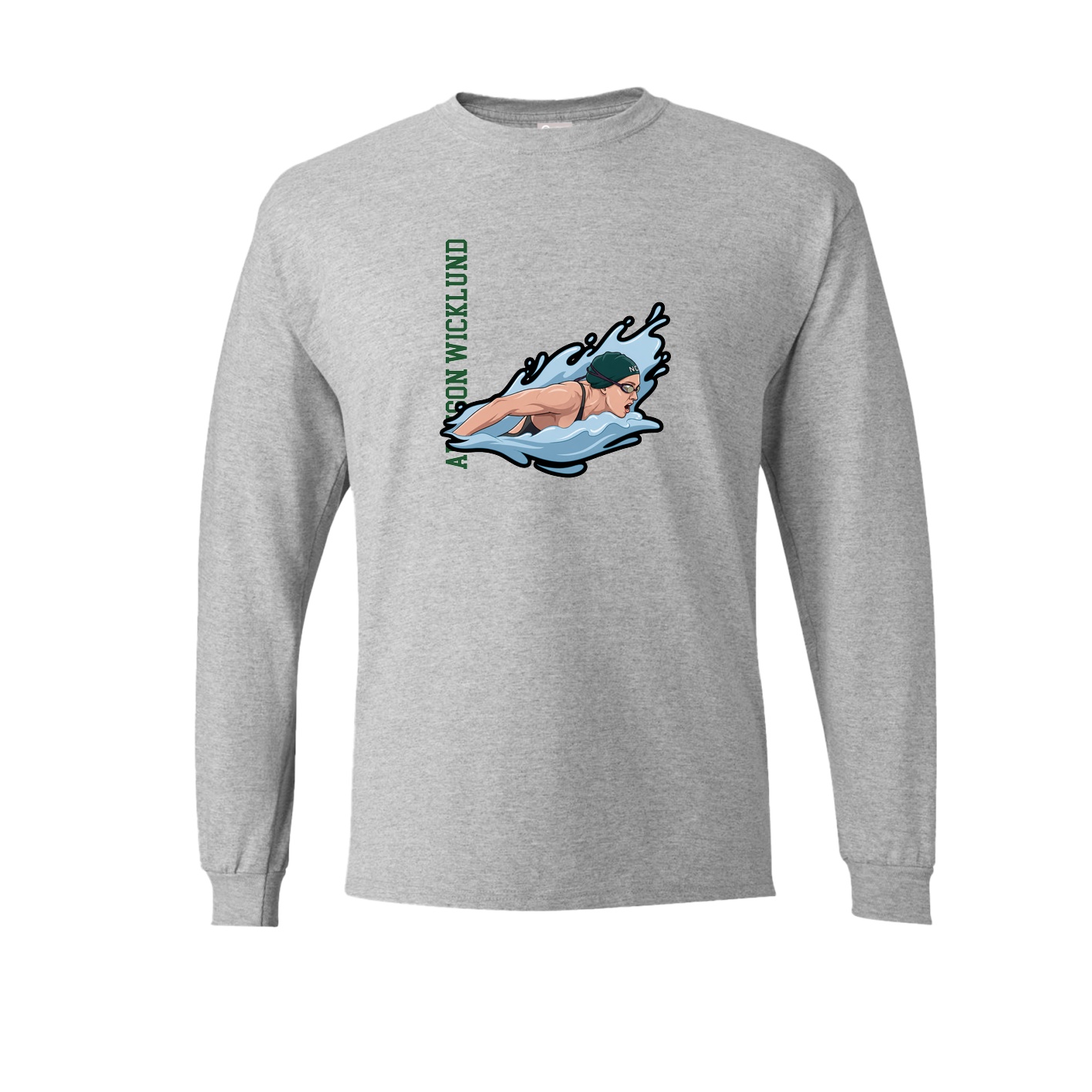 Long Sleeve Tee — Name Vertical in Grey