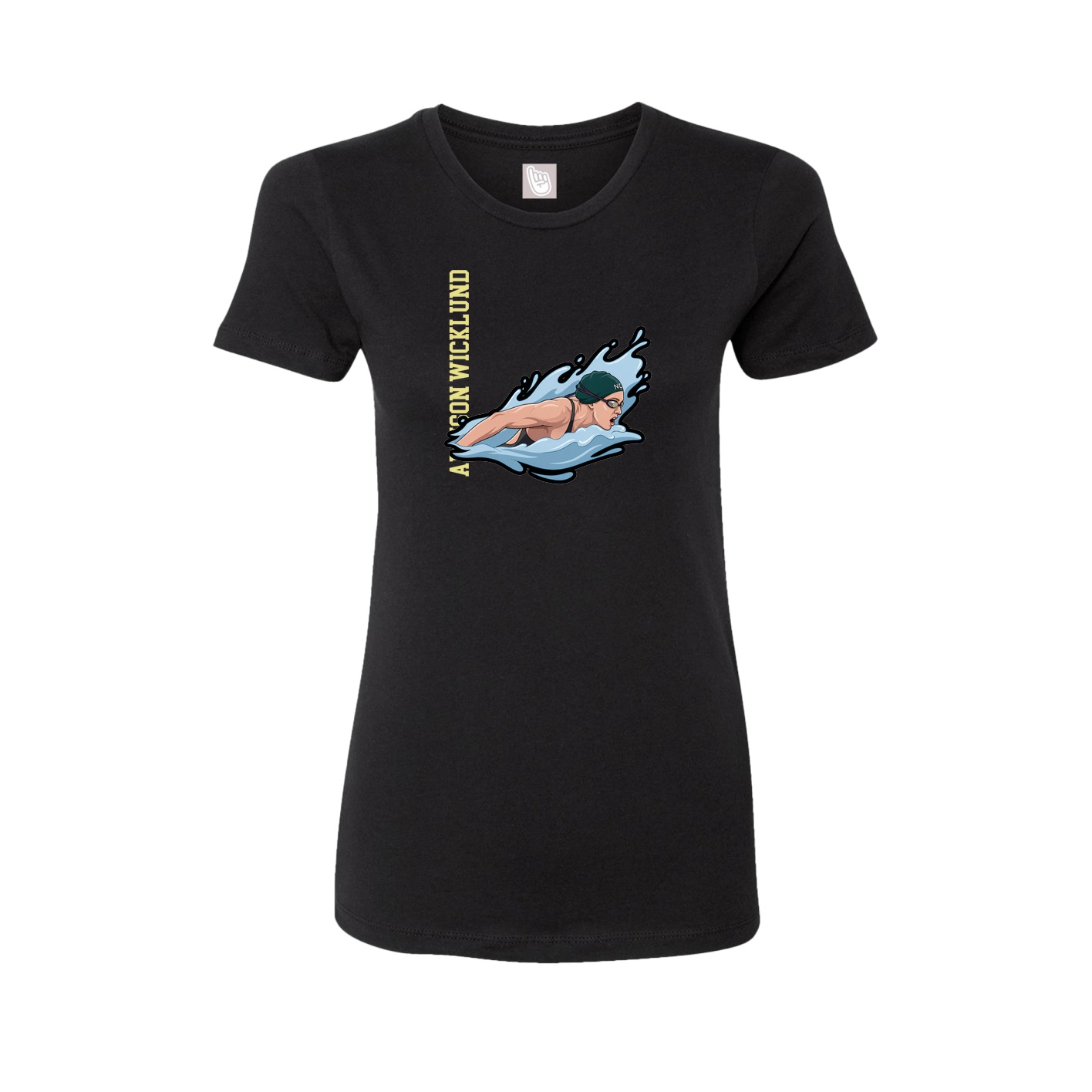 Fitted Women's Tee — Name Vertical in Black