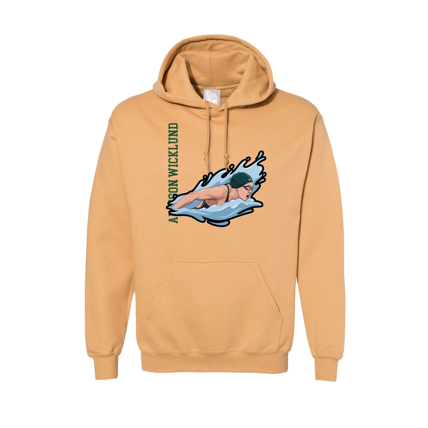 Hoodie — Name Vertical in Vegas Gold