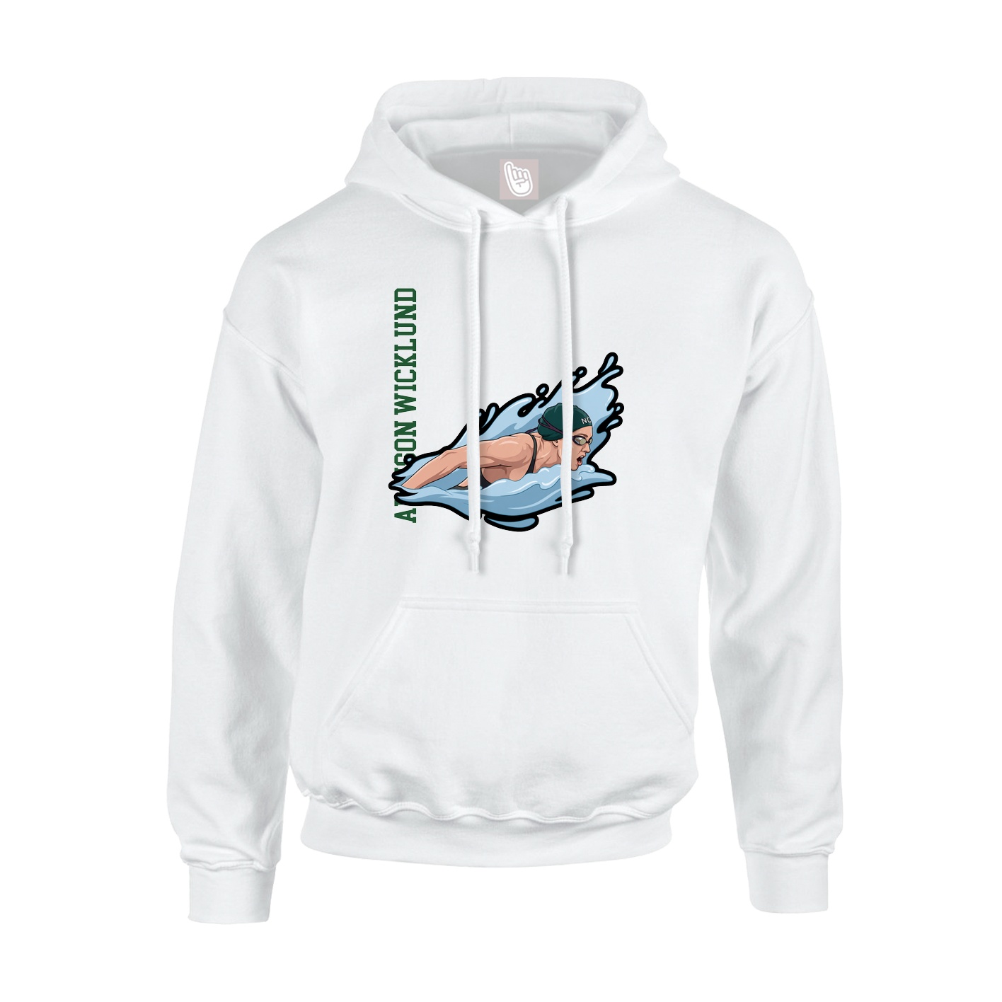Youth Hoodie — Name Vertical in White