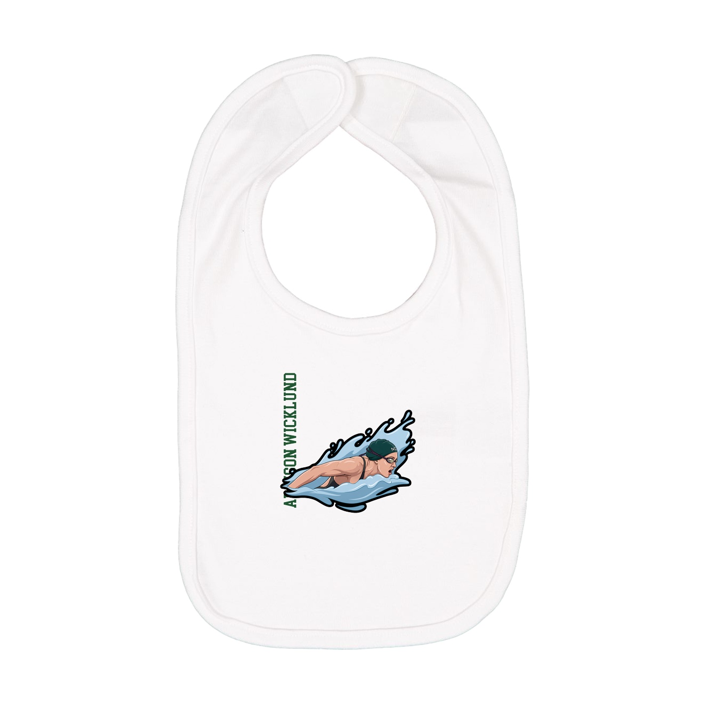 Infant Bib — Name Vertical in White