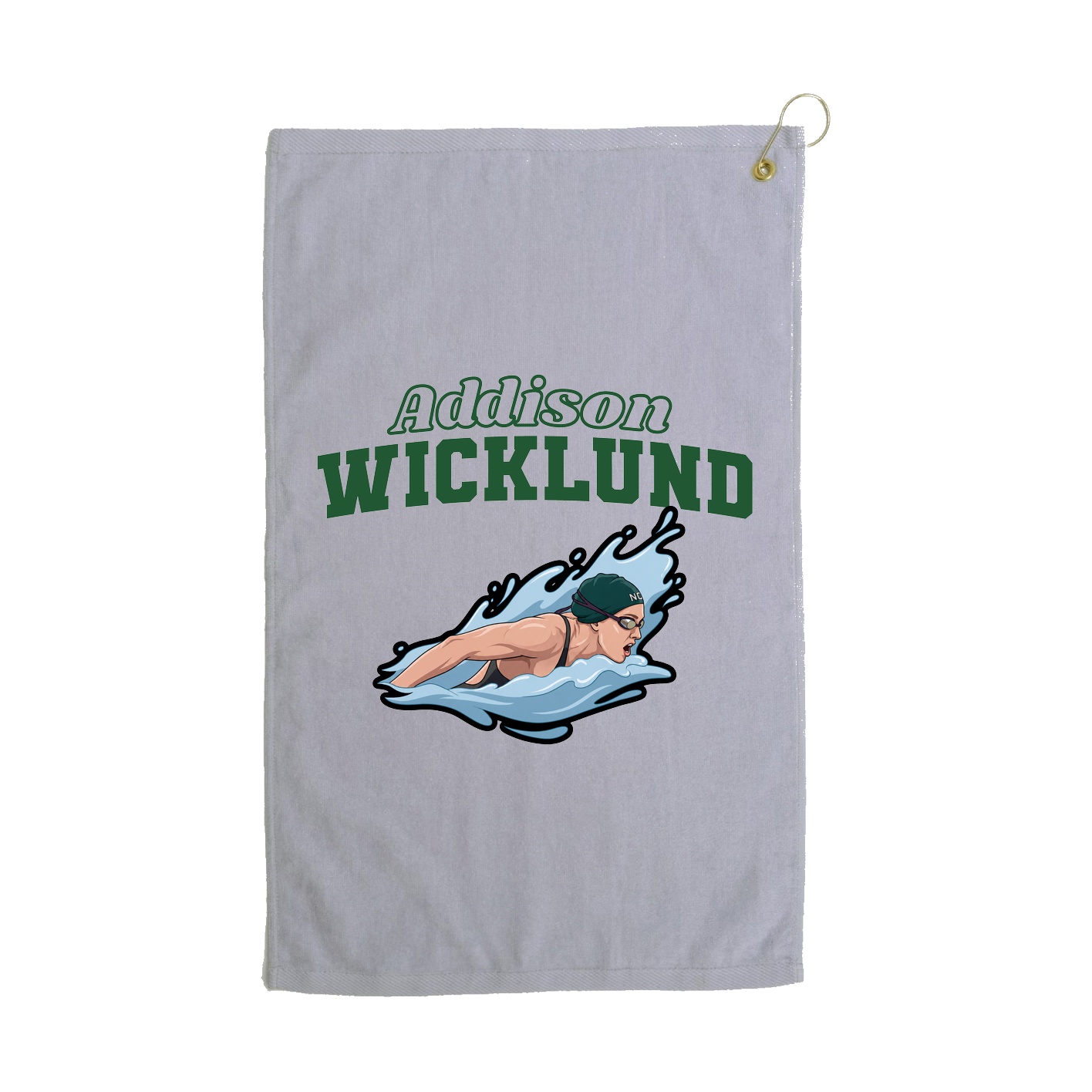 Golf Towel — Name Arch in Grey