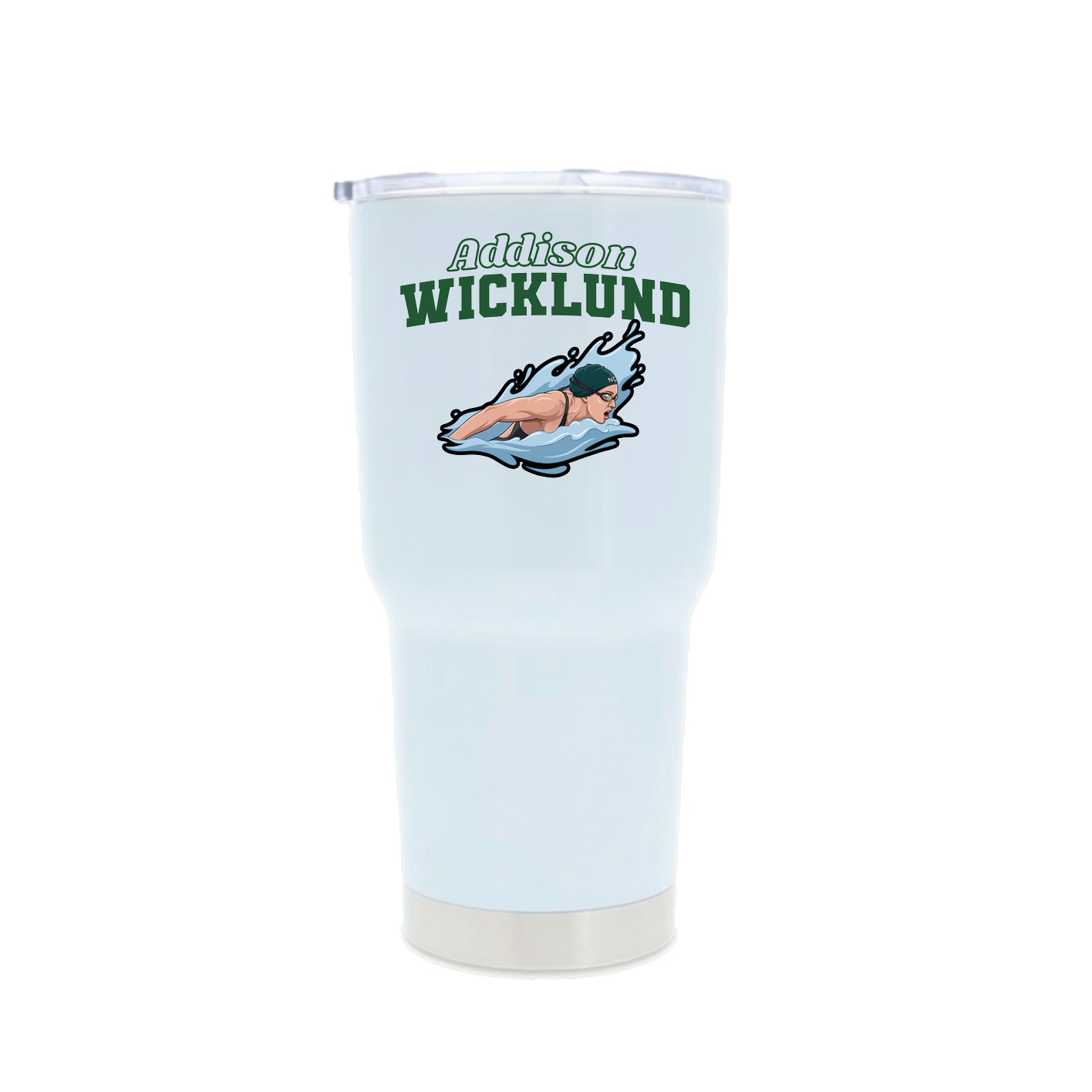 30oz Stainless Steel Tumbler — Name Arch in White
