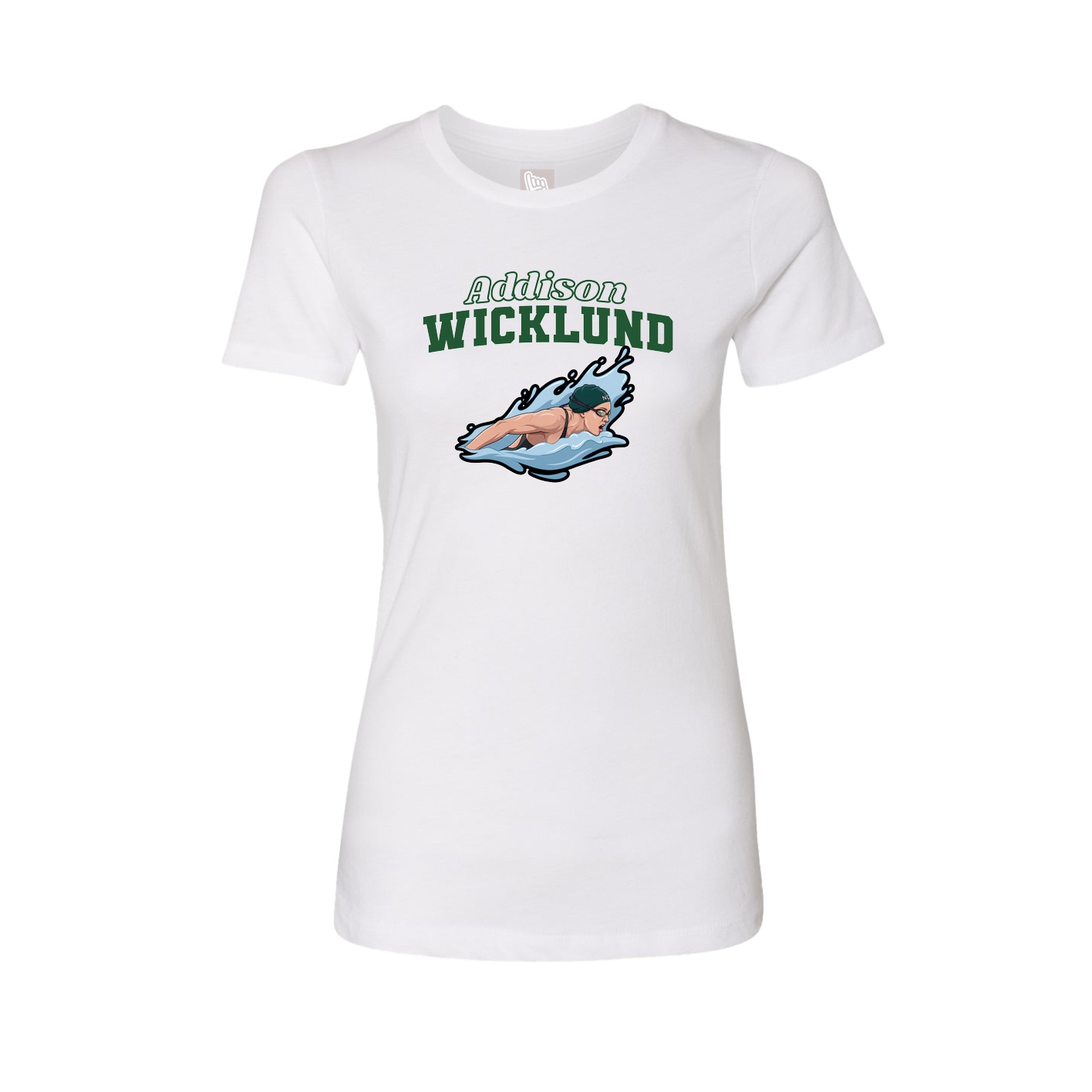 Fitted Women's Tee — Name Arch in White
