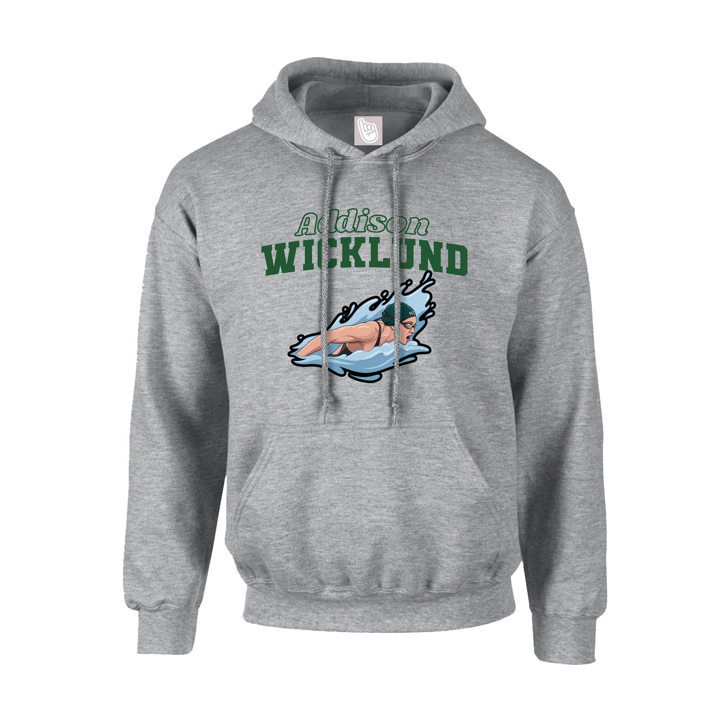 Youth Hoodie — Name Arch in Grey