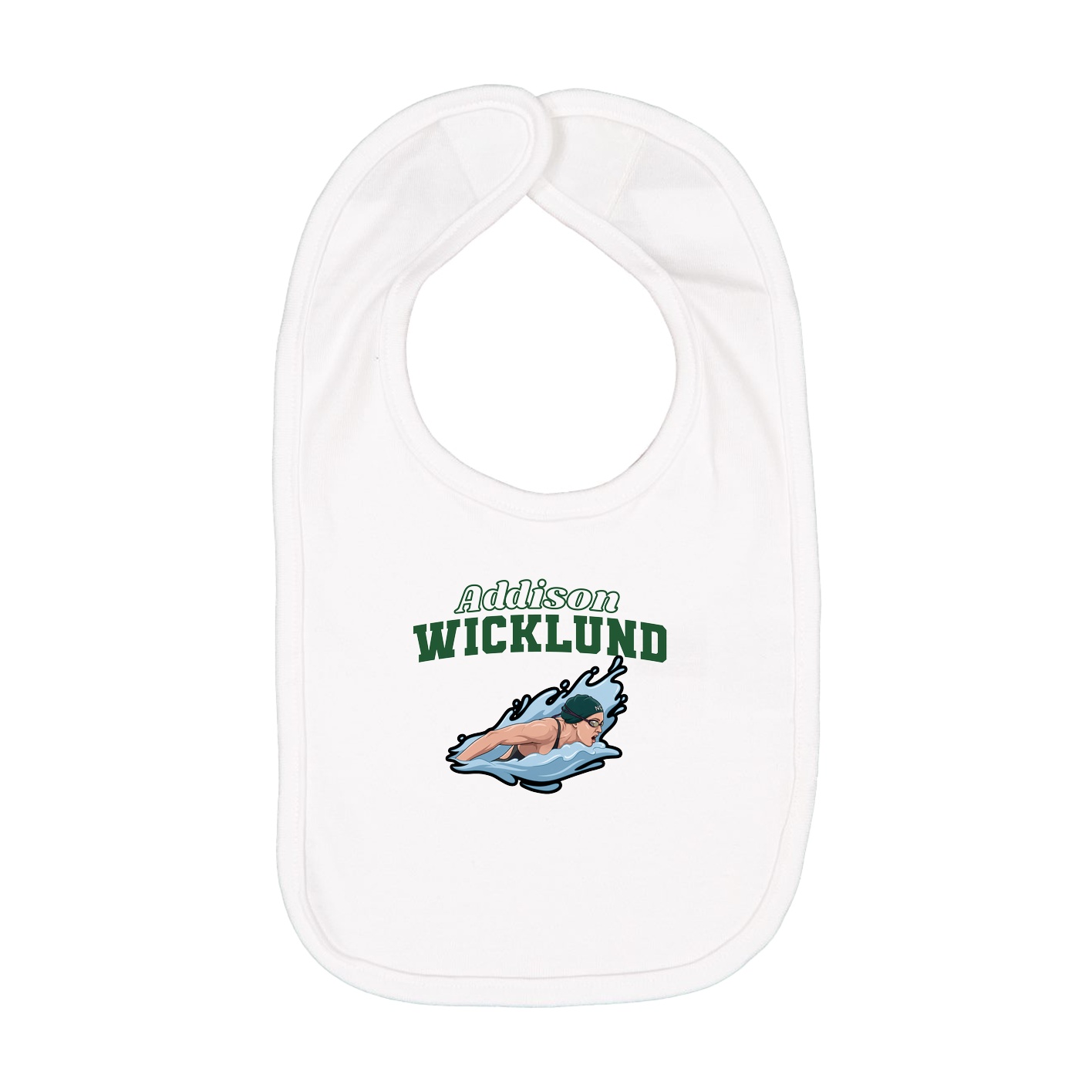 Infant Bib — Name Arch in White