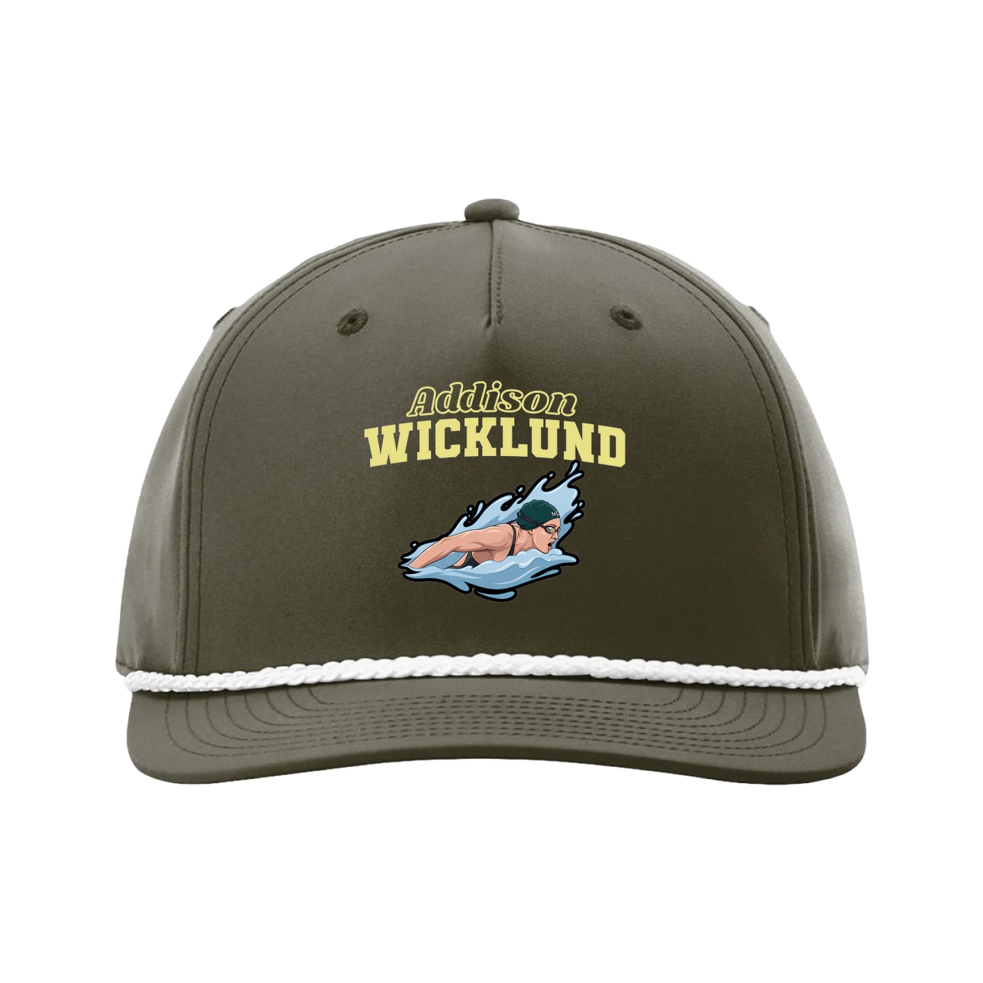 Five-Panel Classic Rope Cap — Name Arch in Green