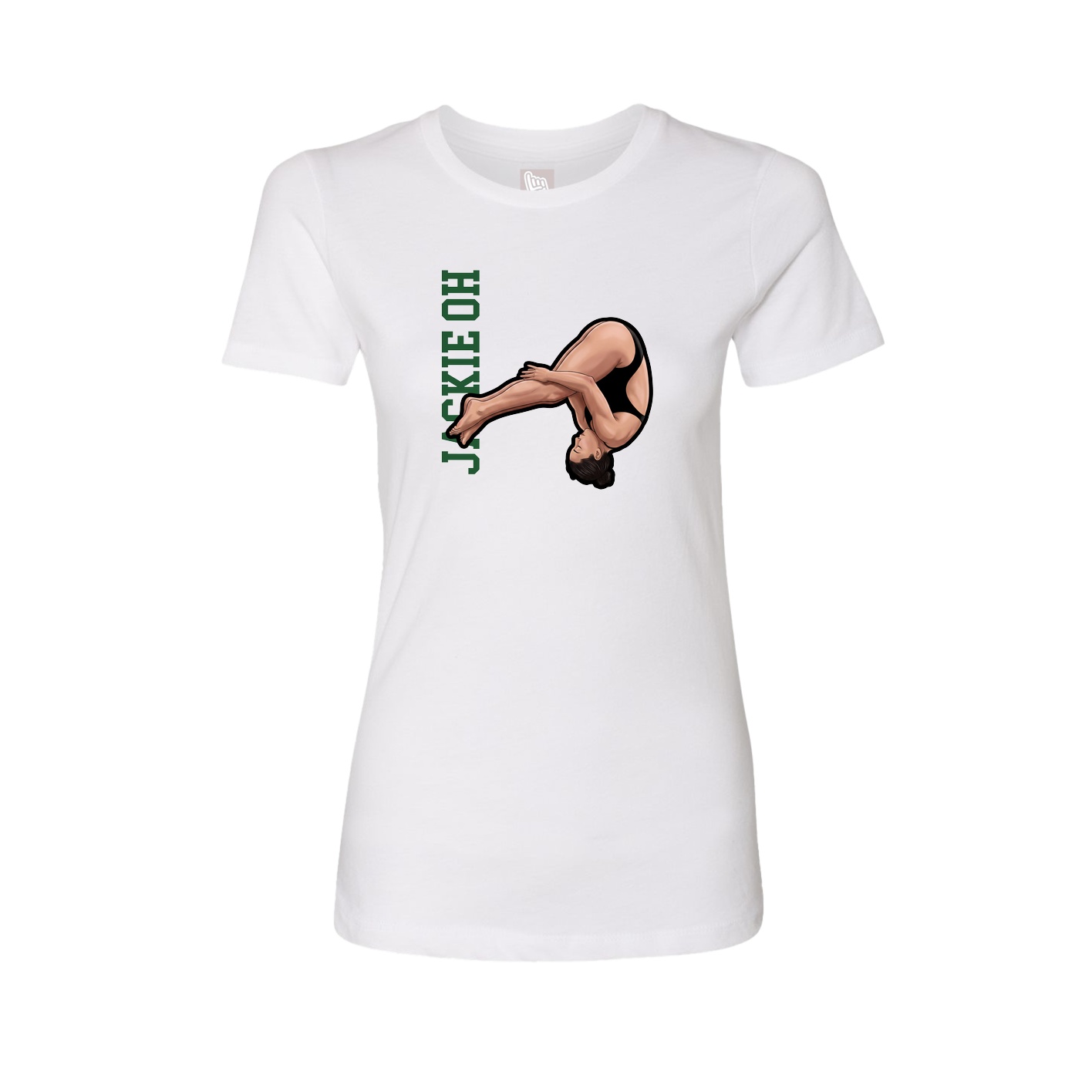 Fitted Women's Tee — Name Vertical in White