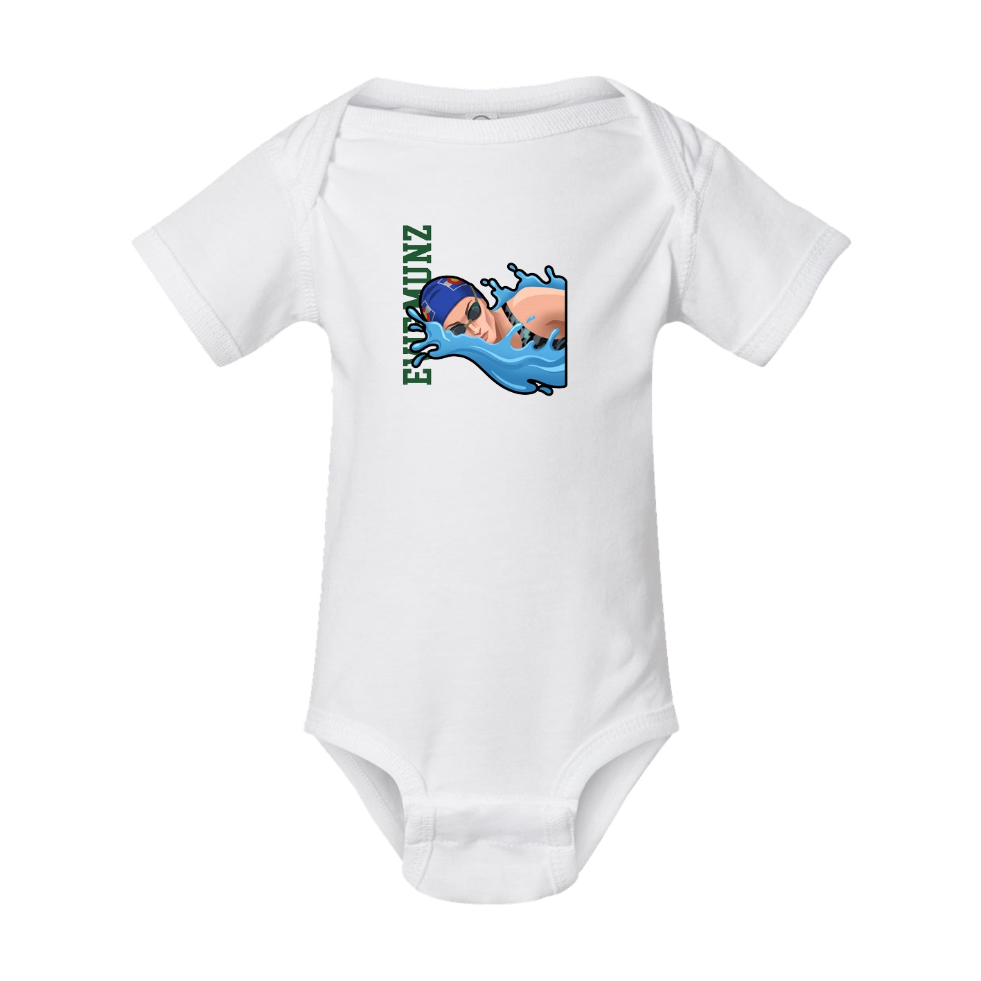 Baby Onesie — Name Vertical in White