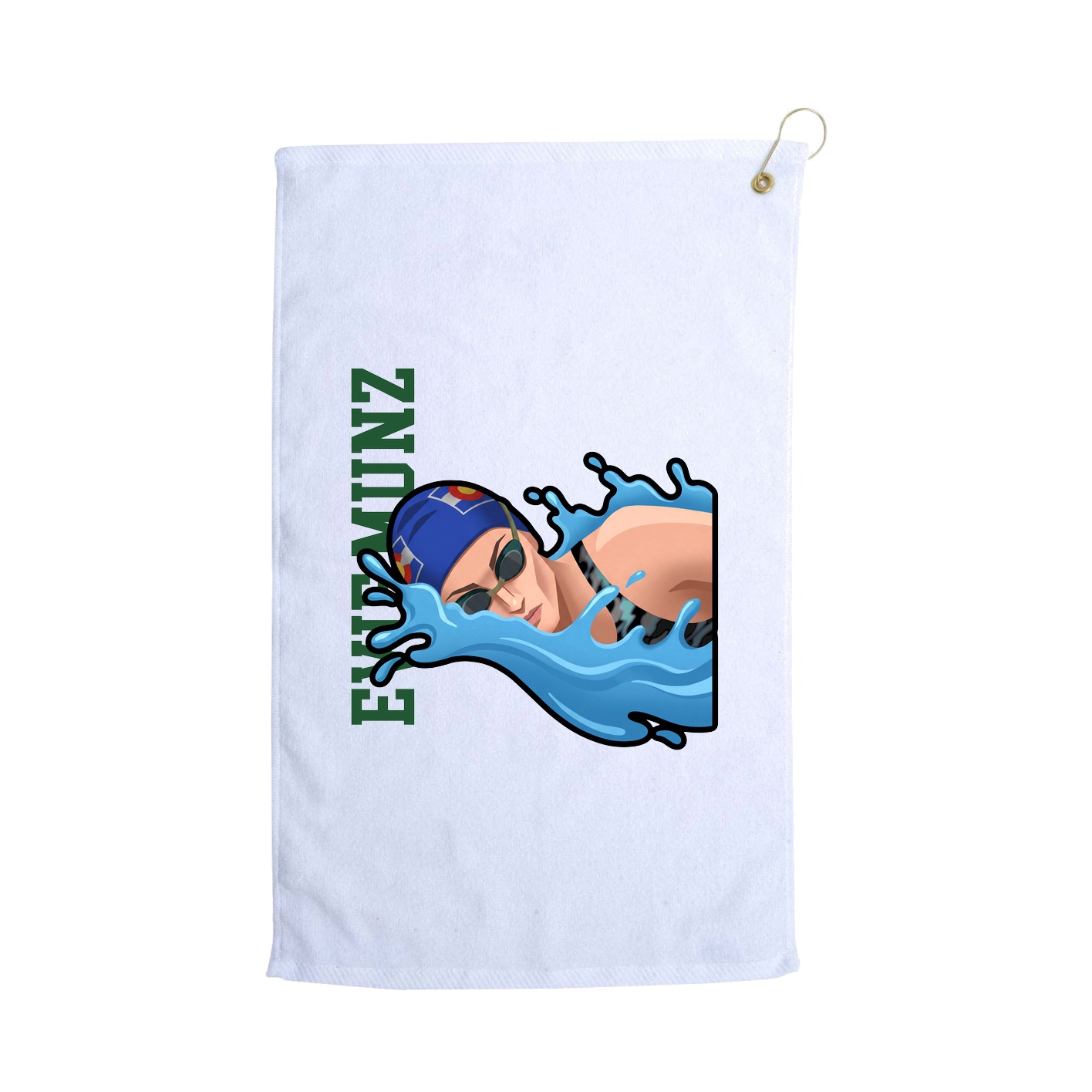 Golf Towel — Name Vertical in White