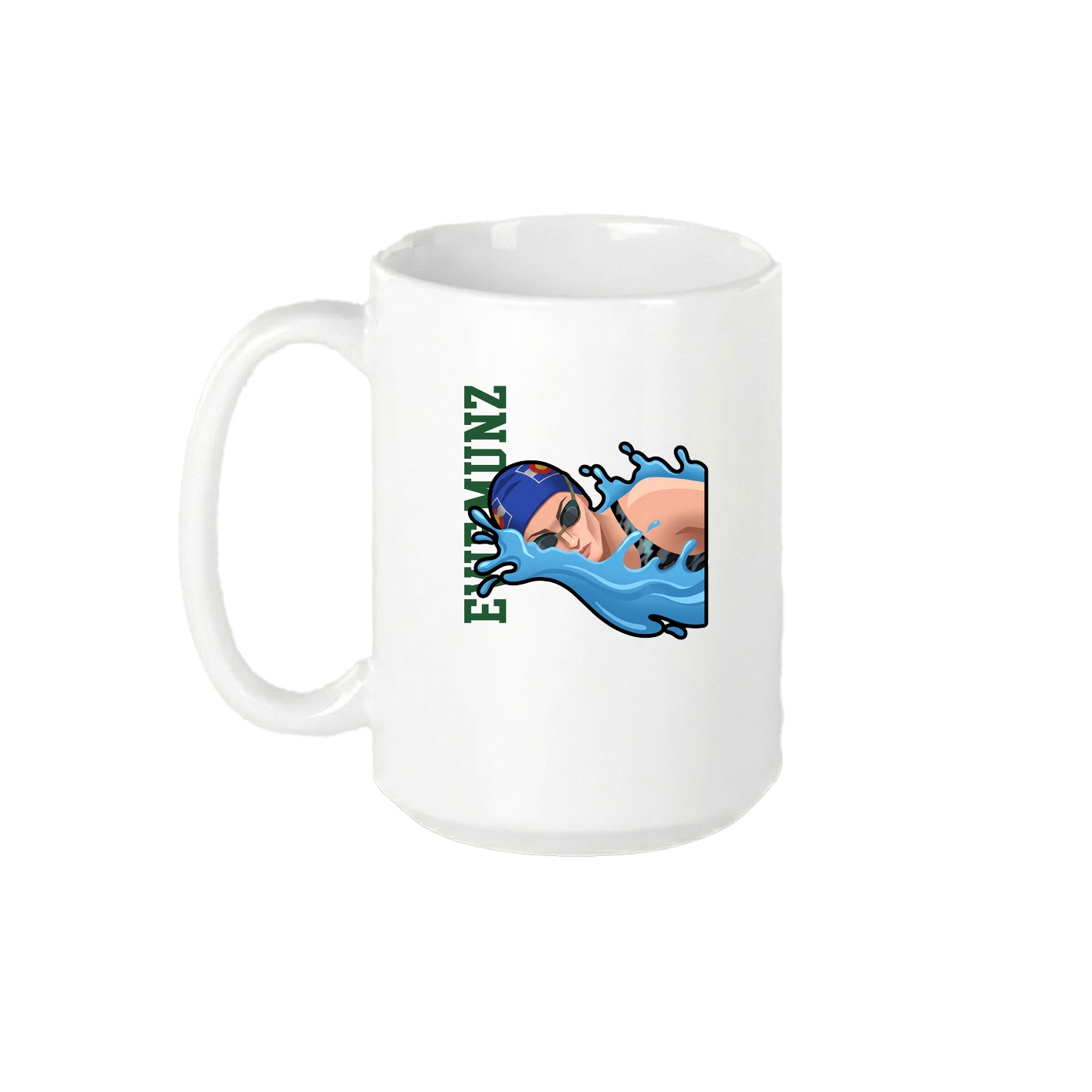 15oz Coffee Mug — Name Vertical in White