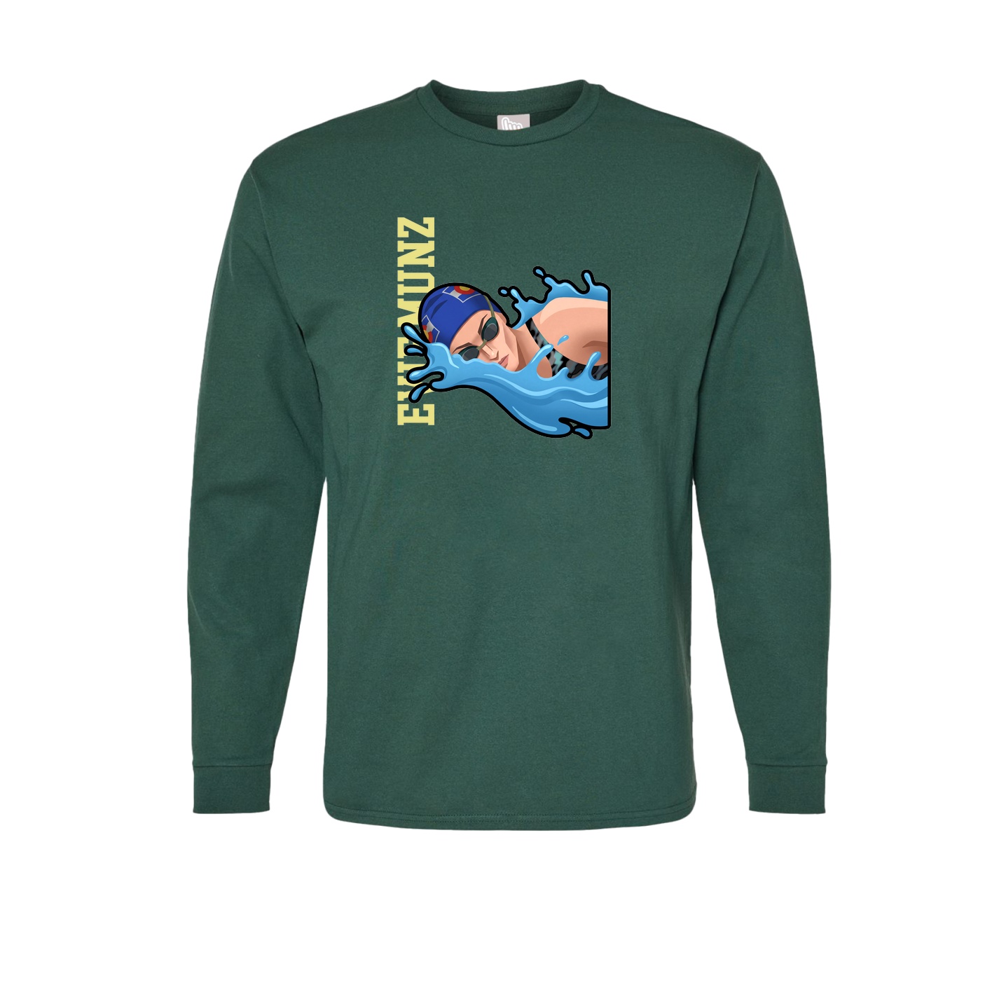 Long Sleeve Tee — Name Vertical in Green
