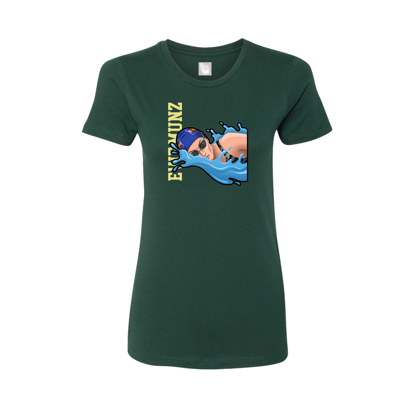 Fitted Women's Tee — Name Vertical in Green