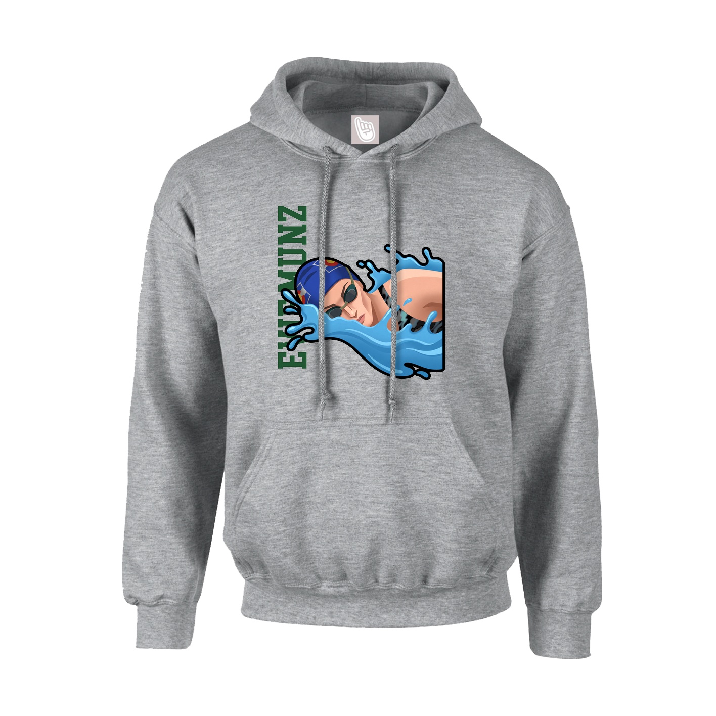 Hoodie — Name Vertical in Grey