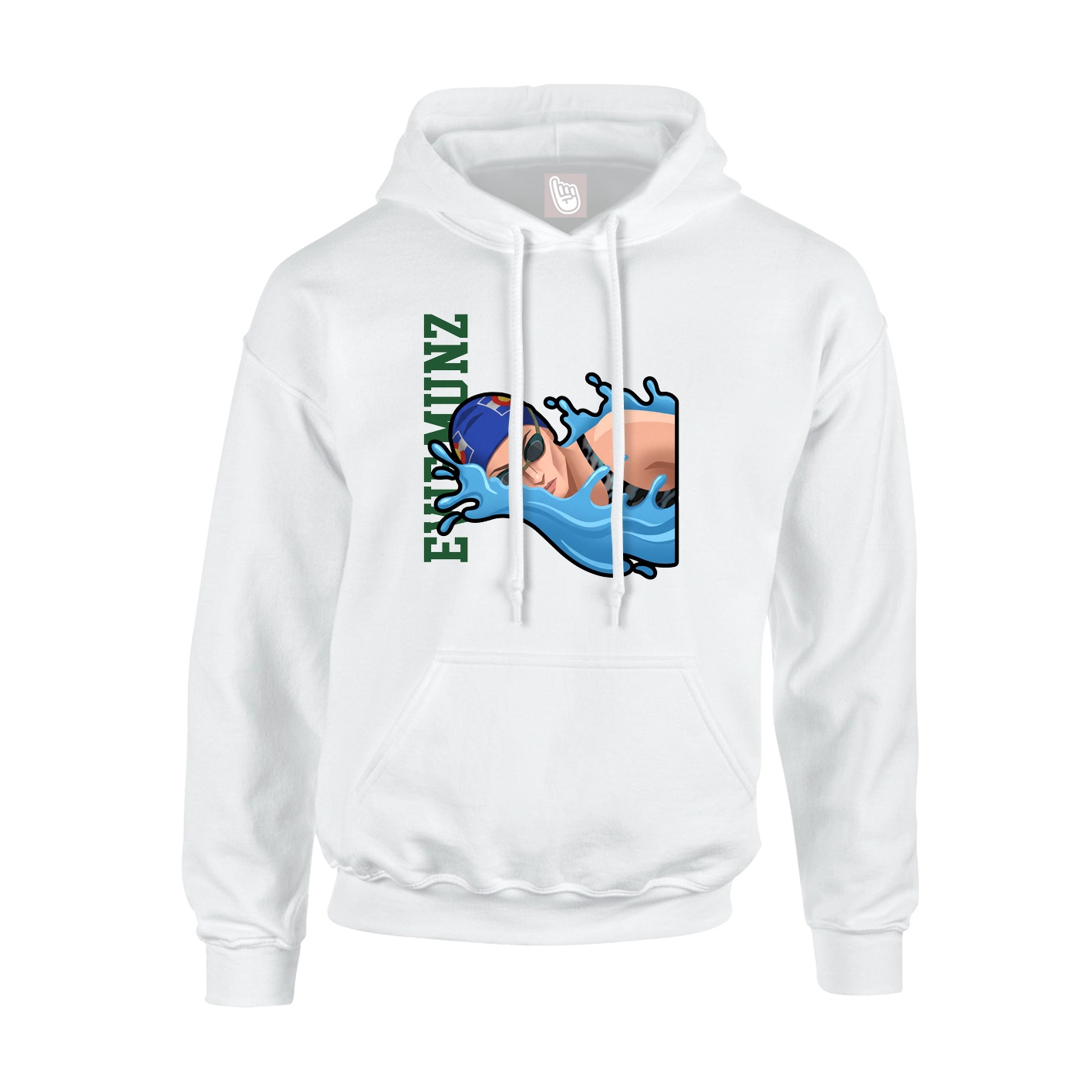 Youth Hoodie — Name Vertical in White