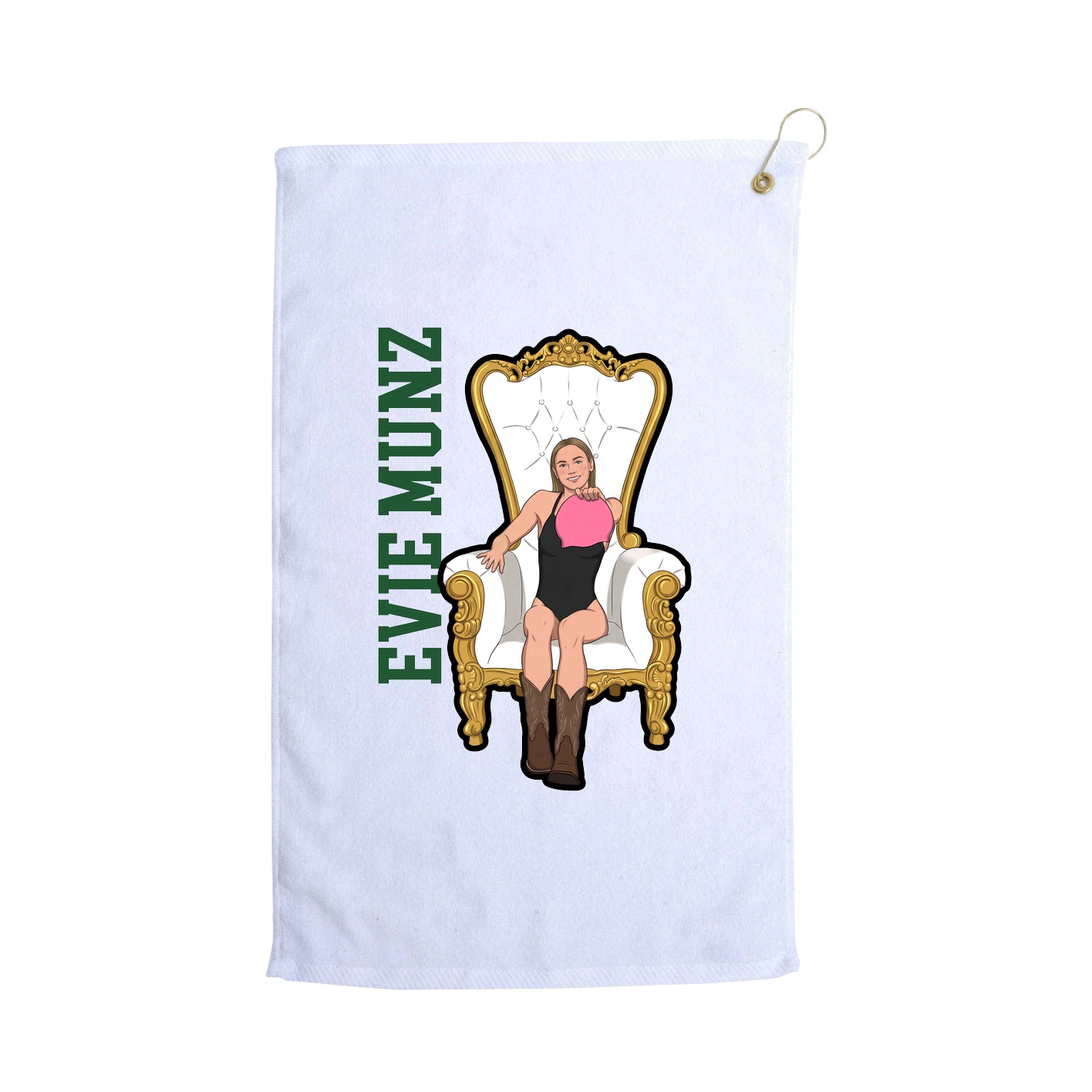 Golf Towel — Name Vertical in White