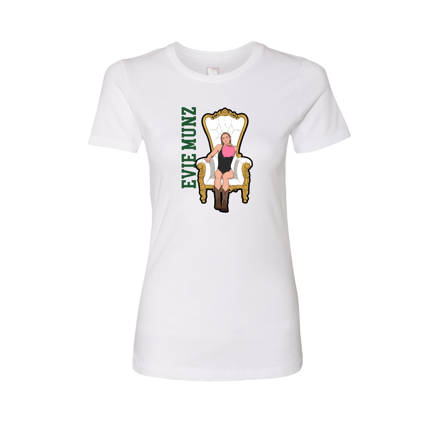 Fitted Women's Tee — Name Vertical in White