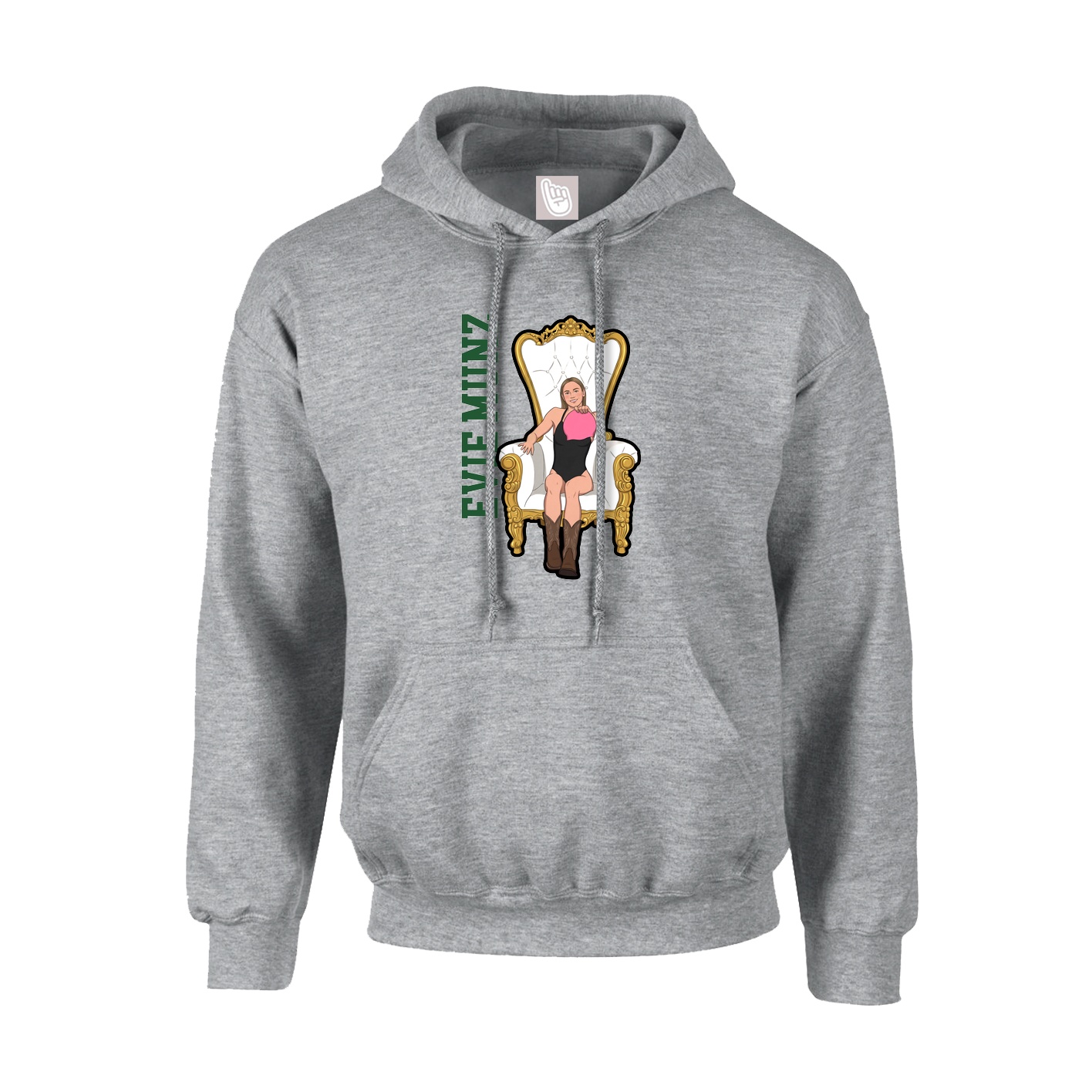 Youth Hoodie — Name Vertical in Grey