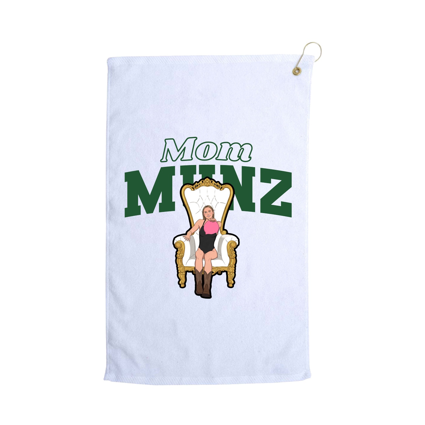 Golf Towel — Mothers Day Block in White