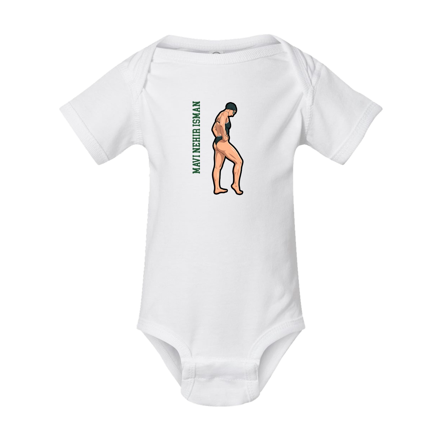 Baby Onesie — Name Vertical in White
