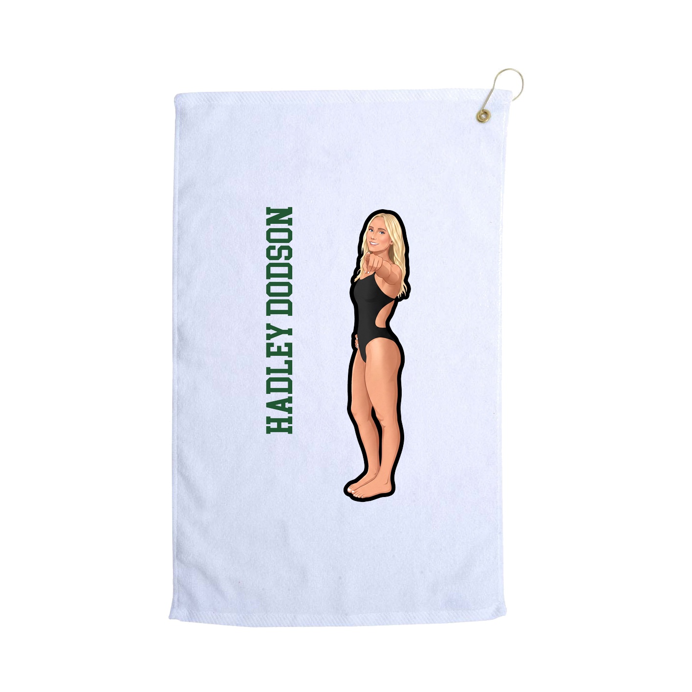 Golf Towel — Name Vertical in White