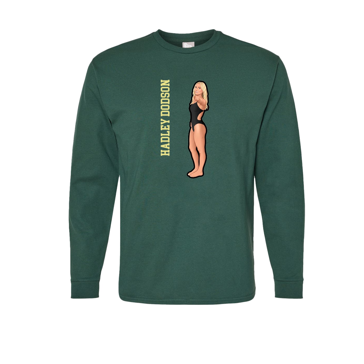 Long Sleeve Tee — Name Vertical in Green