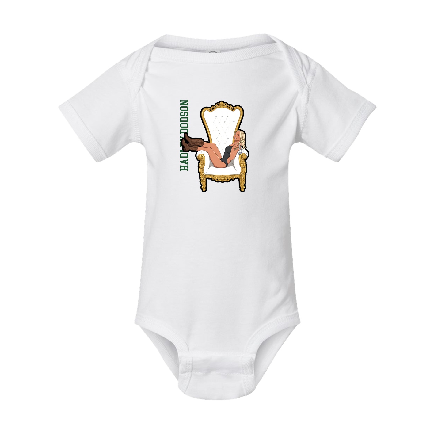 Baby Onesie — Name Vertical in White