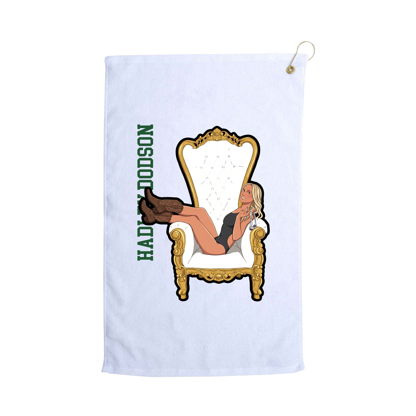 Golf Towel — Name Vertical in White