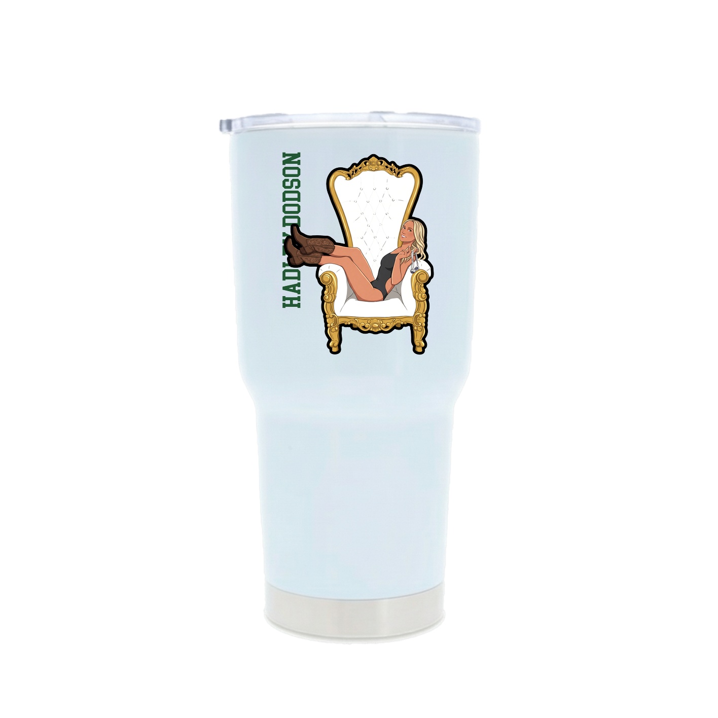 30oz Stainless Steel Tumbler — Name Vertical in White