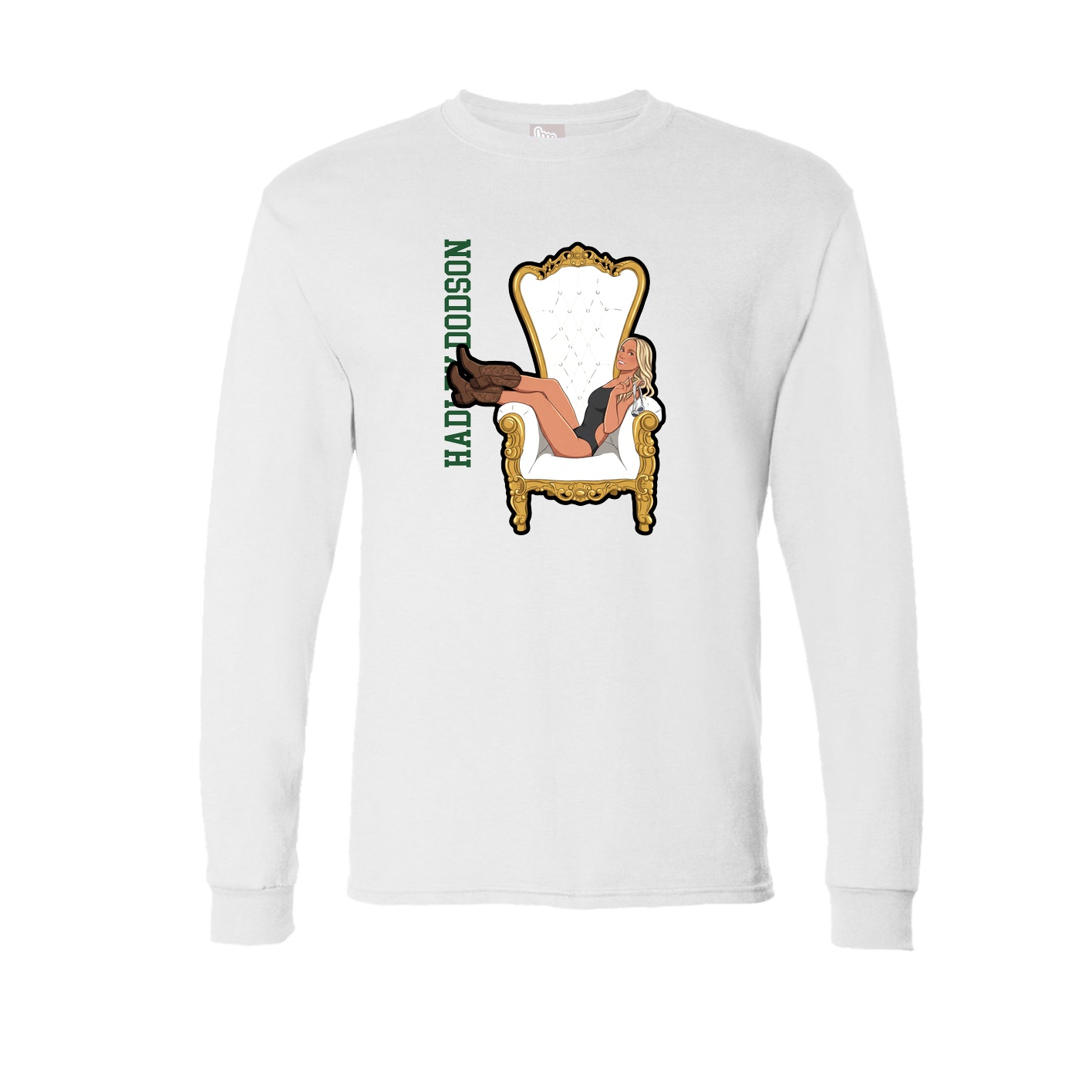 Long Sleeve Tee — Name Vertical in White