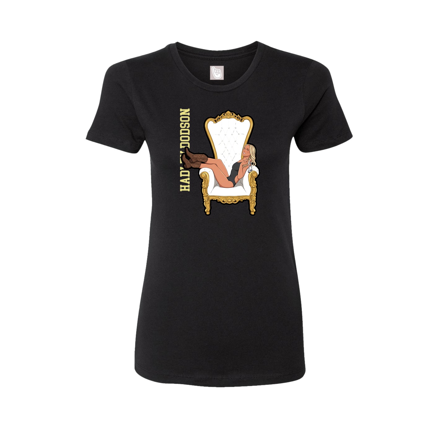 Fitted Women's Tee — Name Vertical in Black