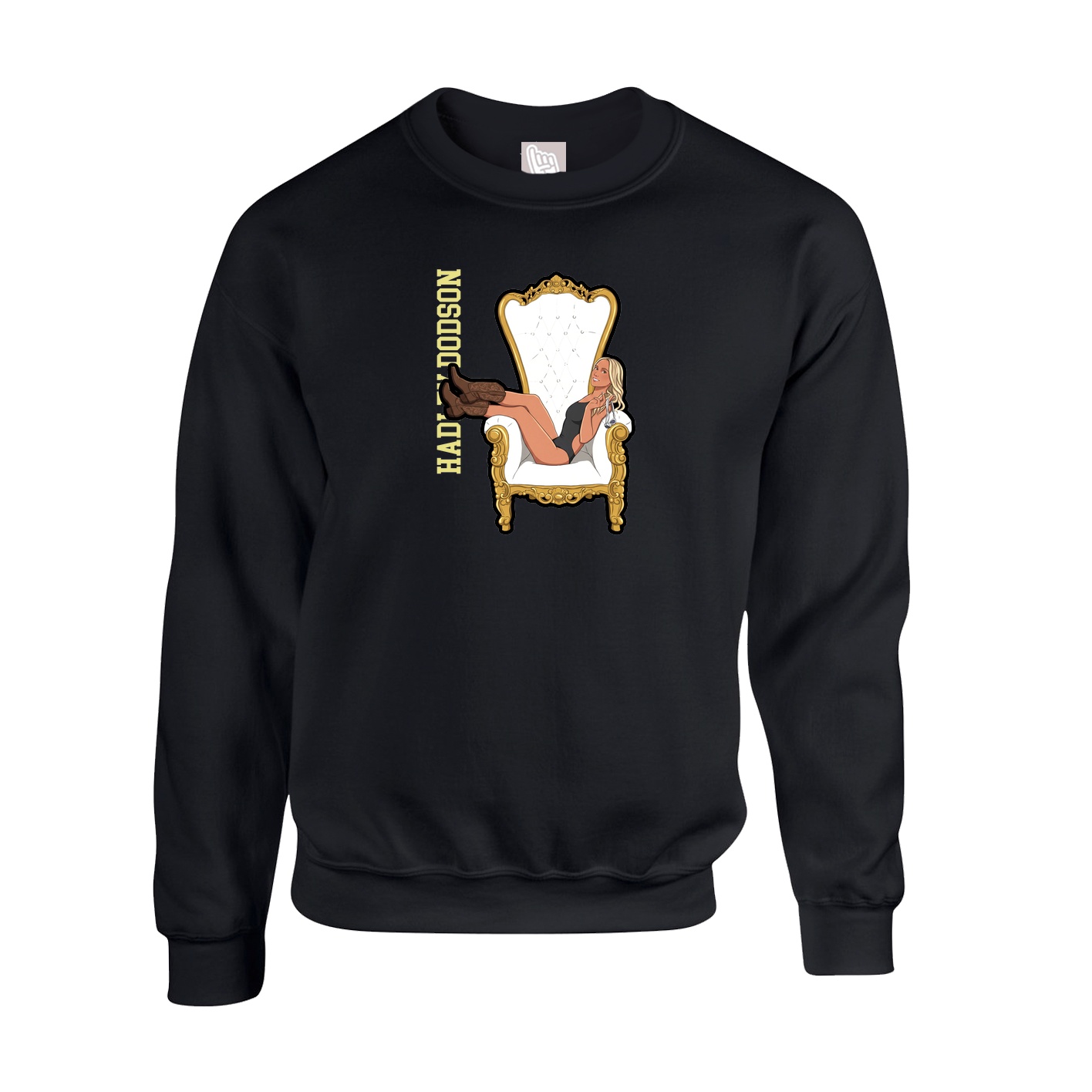 Fleece Crew — Name Vertical in Black