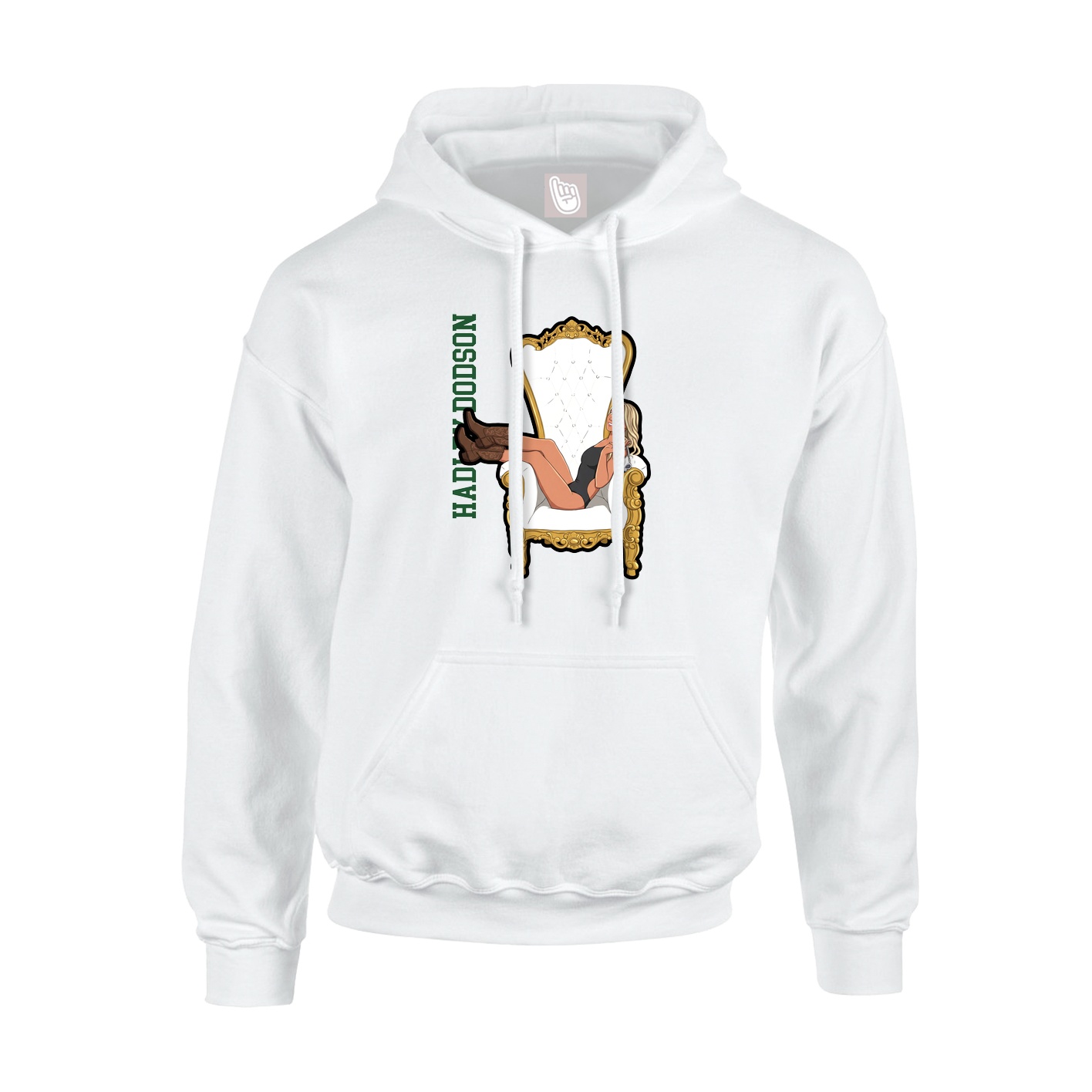 Youth Hoodie — Name Vertical in White
