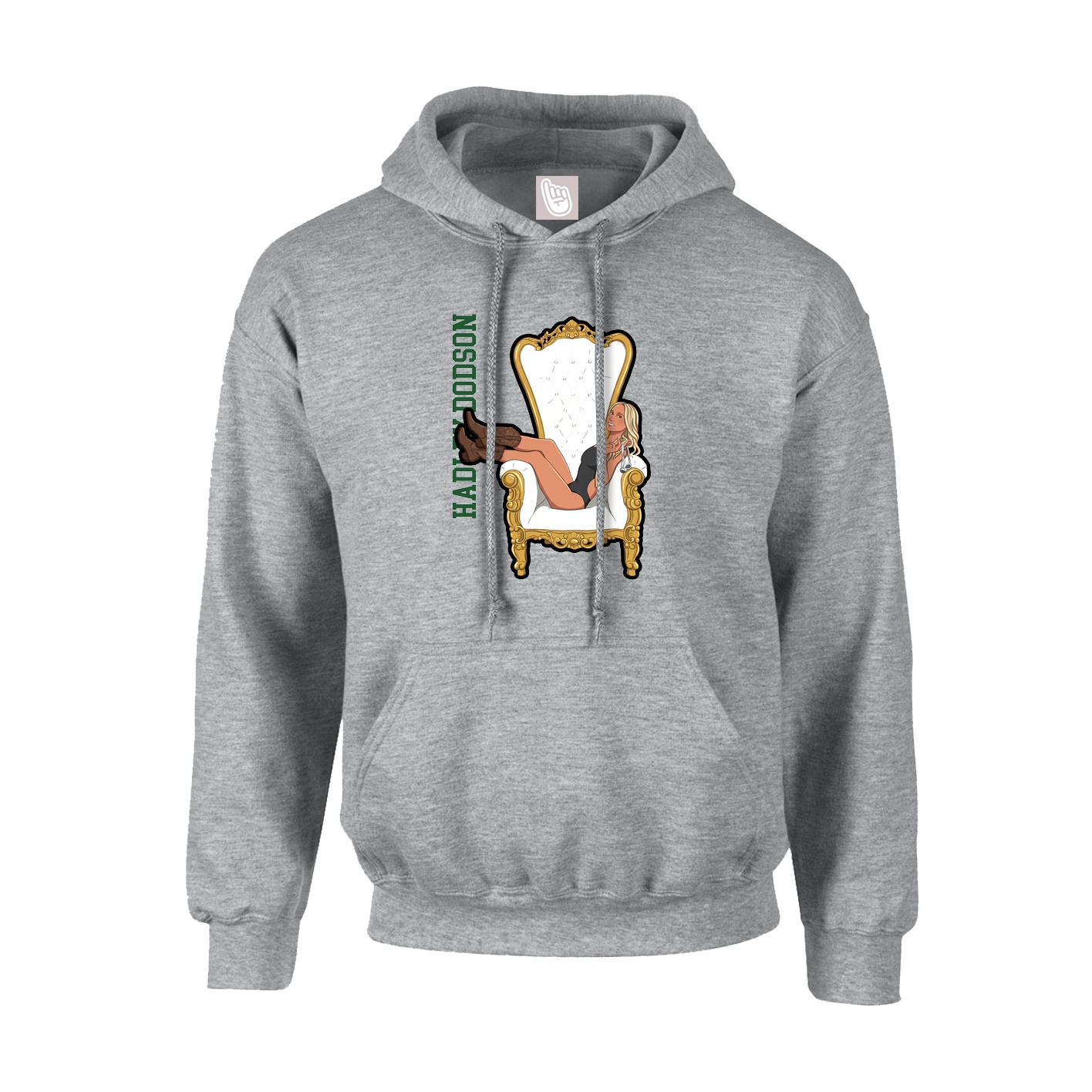 Youth Hoodie — Name Vertical in Grey