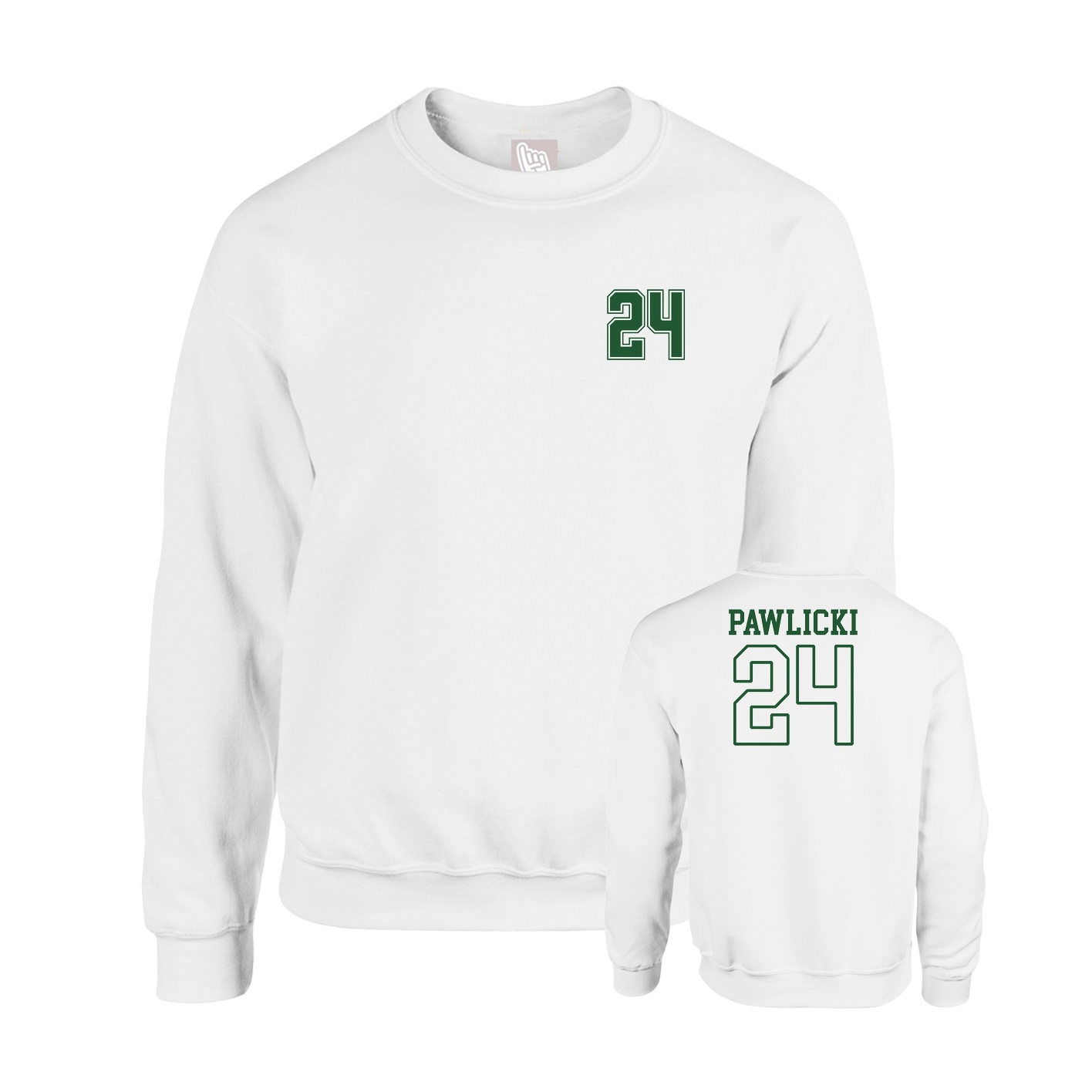 Fleece Crew — Chest Back in White