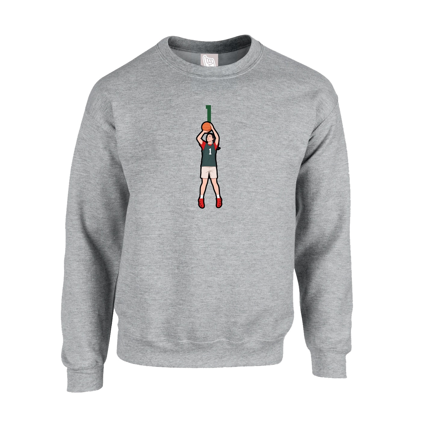 Fleece Crew — Number Top in Grey
