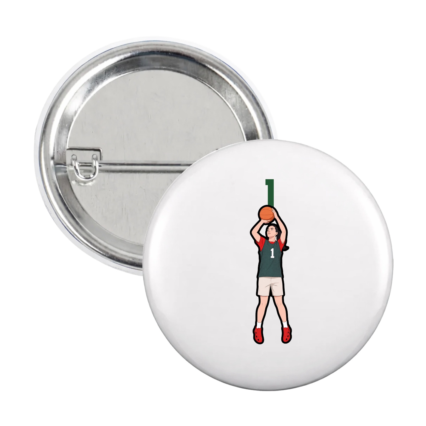 Game Day Button — Number Top in White