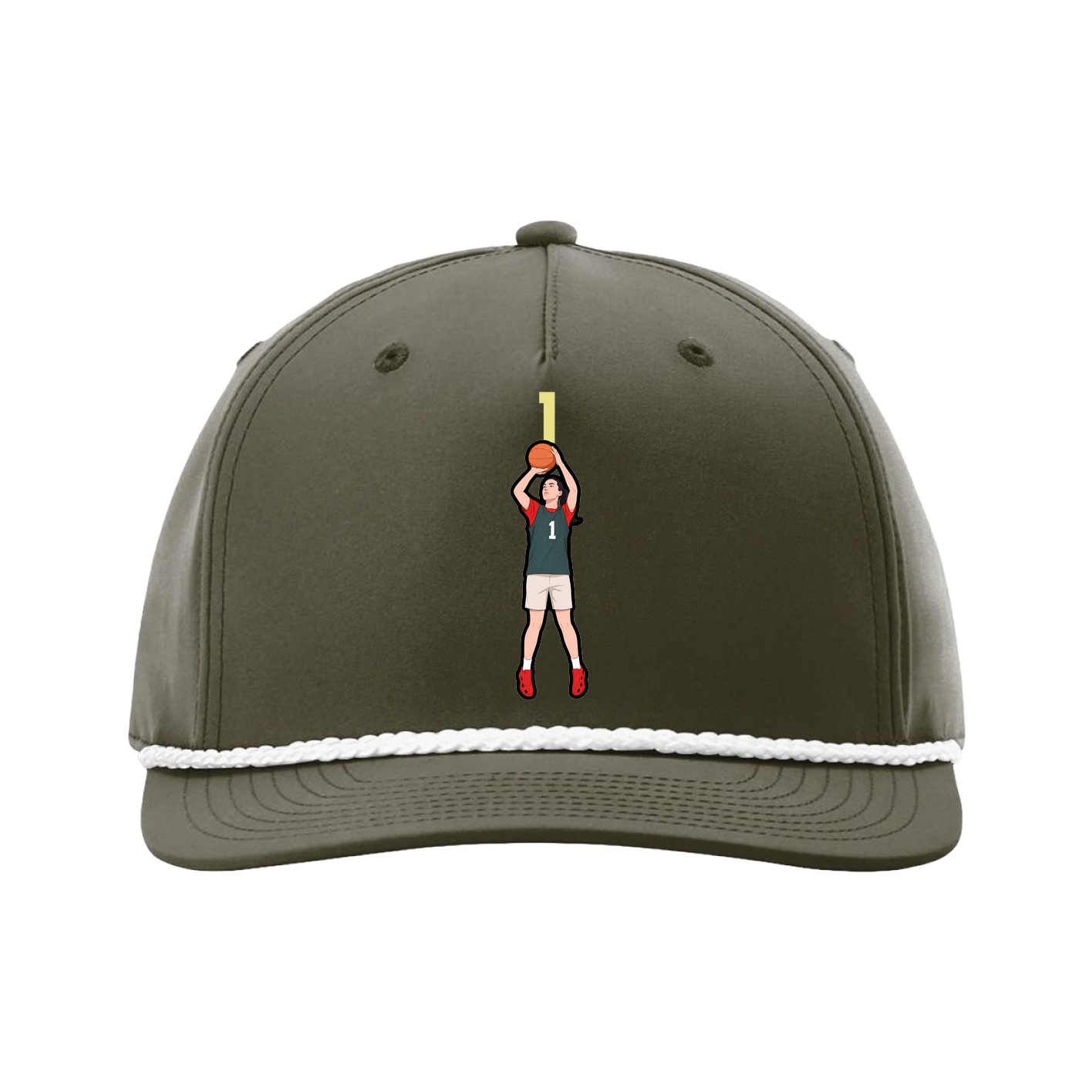 Five-Panel Classic Rope Cap — Number Top in Green
