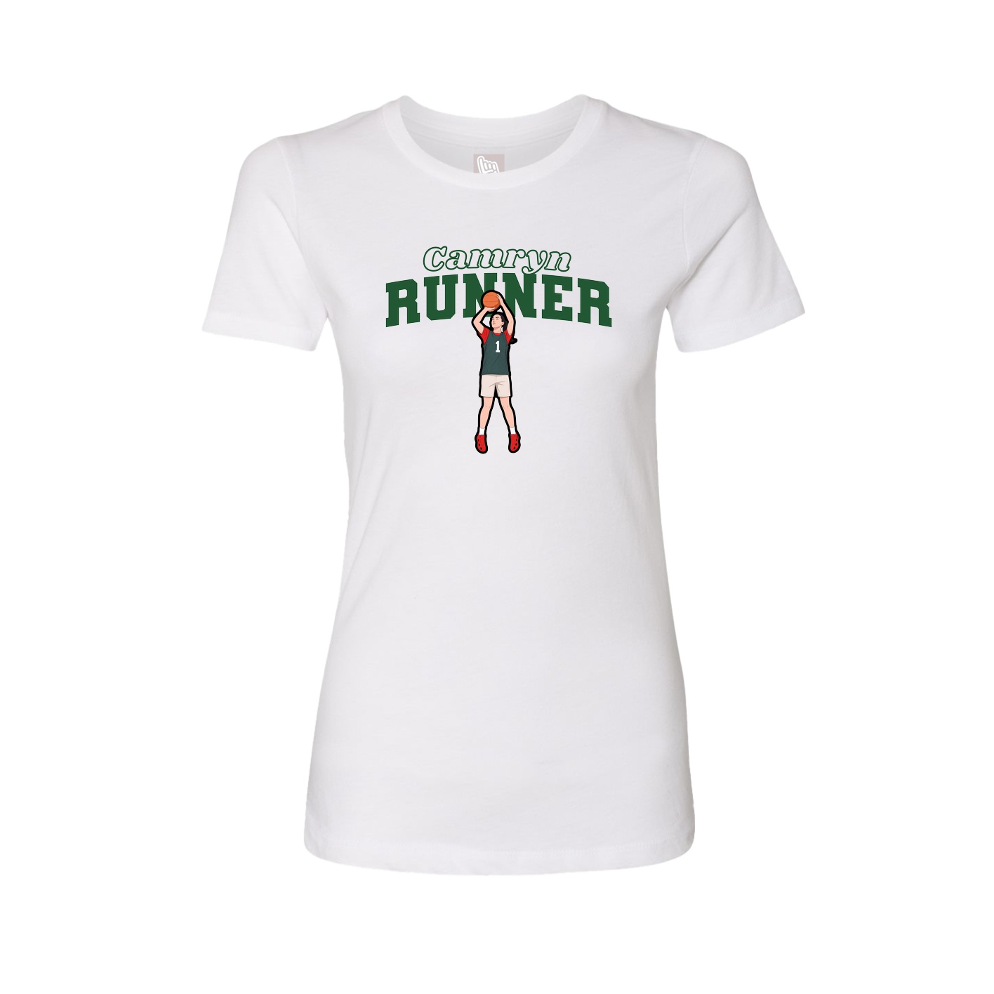Fitted Women's Tee — Name Arch in White
