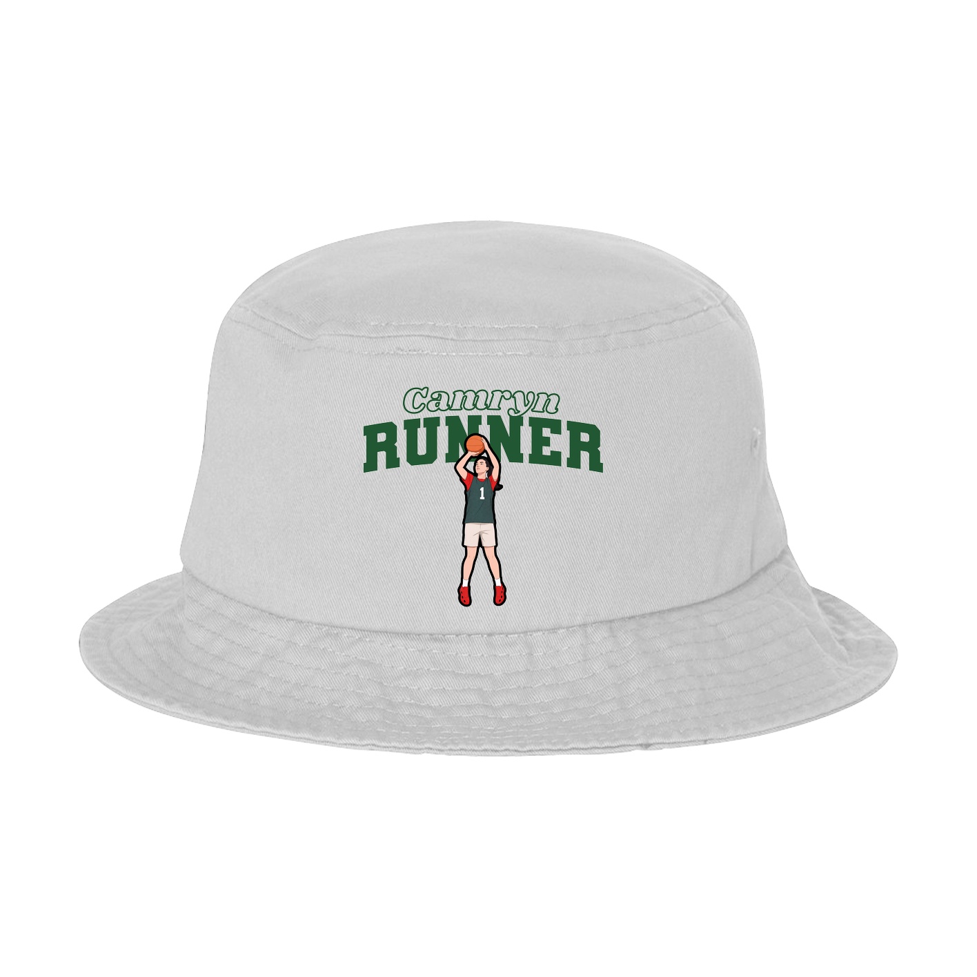 Bucket Cap — Name Arch in White
