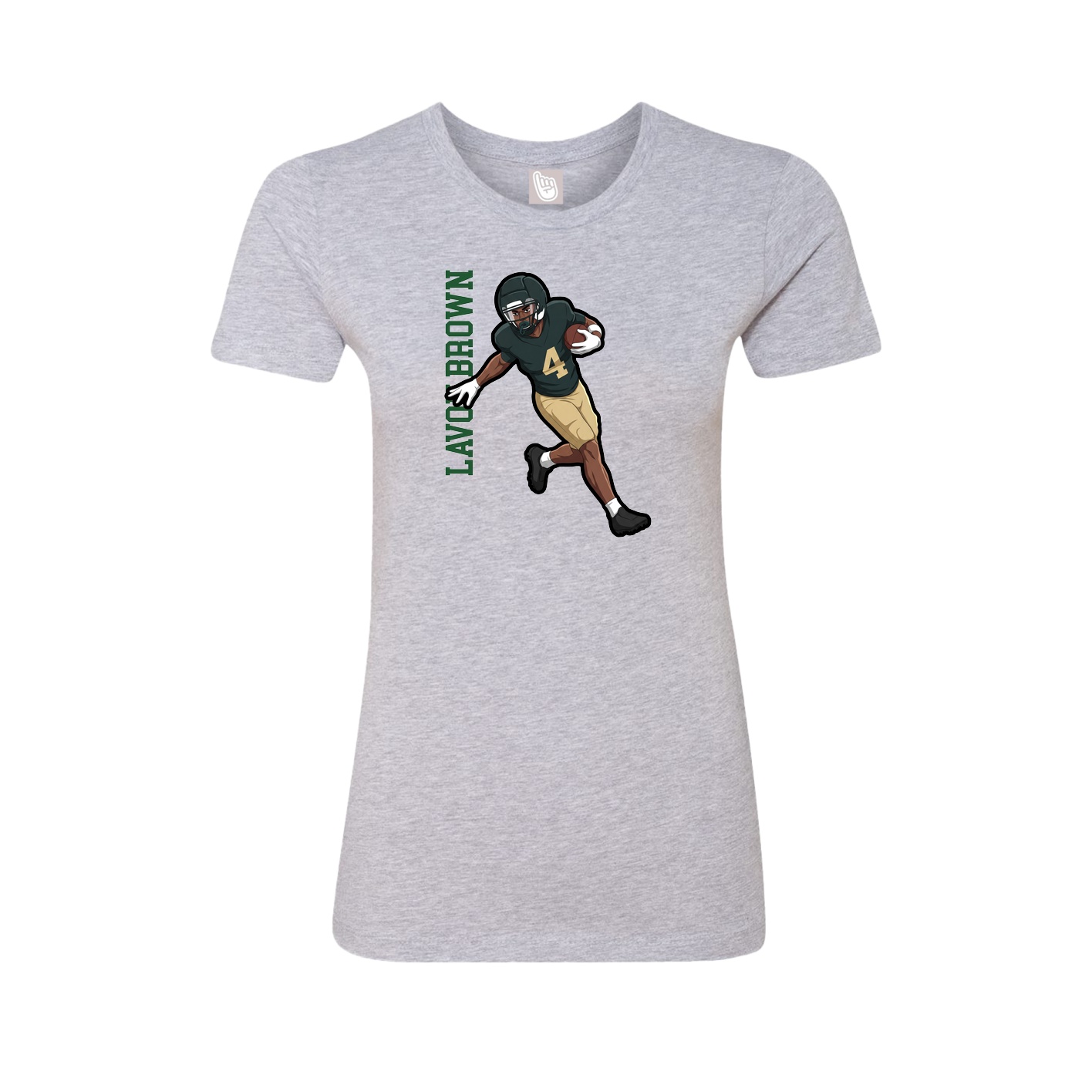Fitted Women's Tee — Name Vertical in Grey
