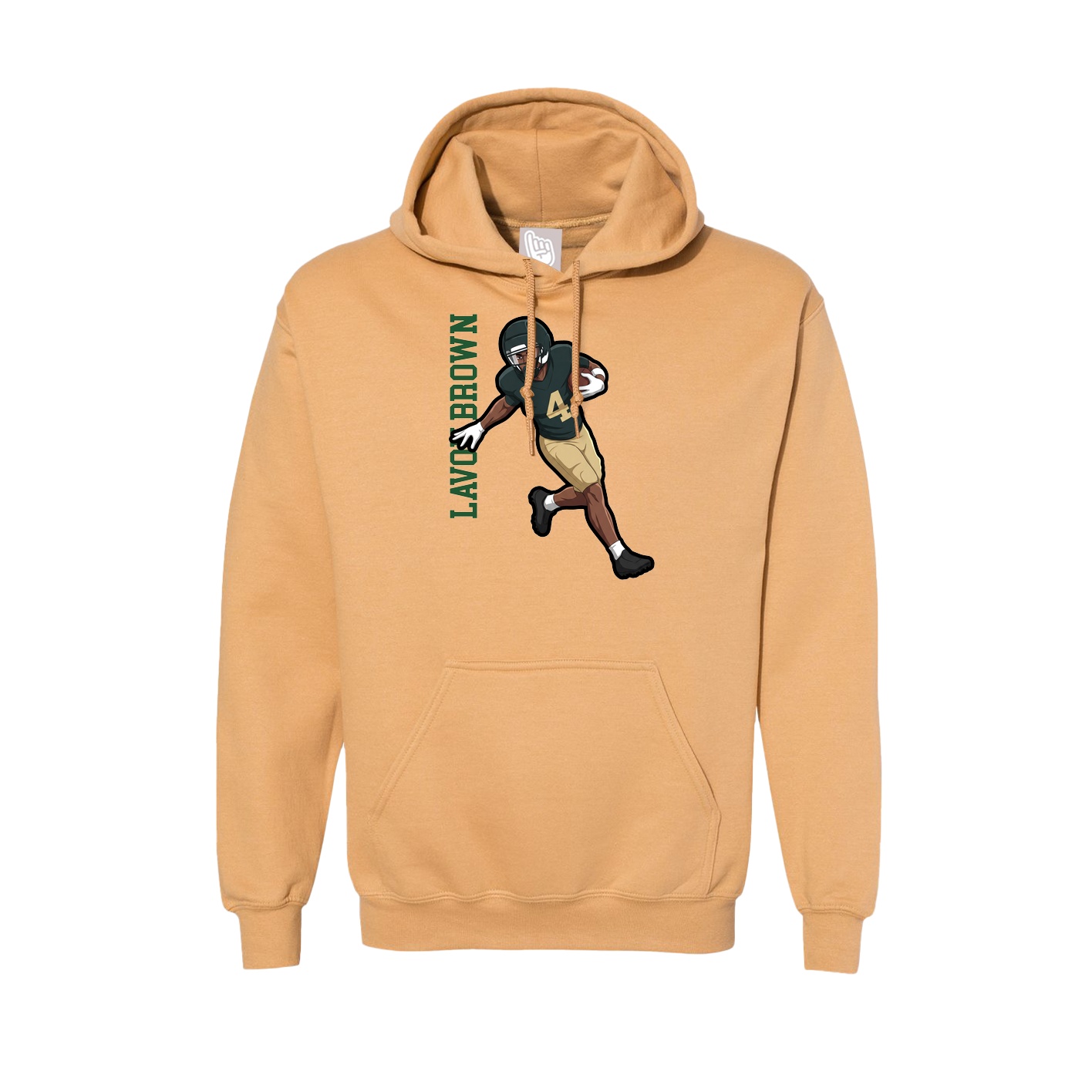 Hoodie — Name Vertical in Vegas Gold
