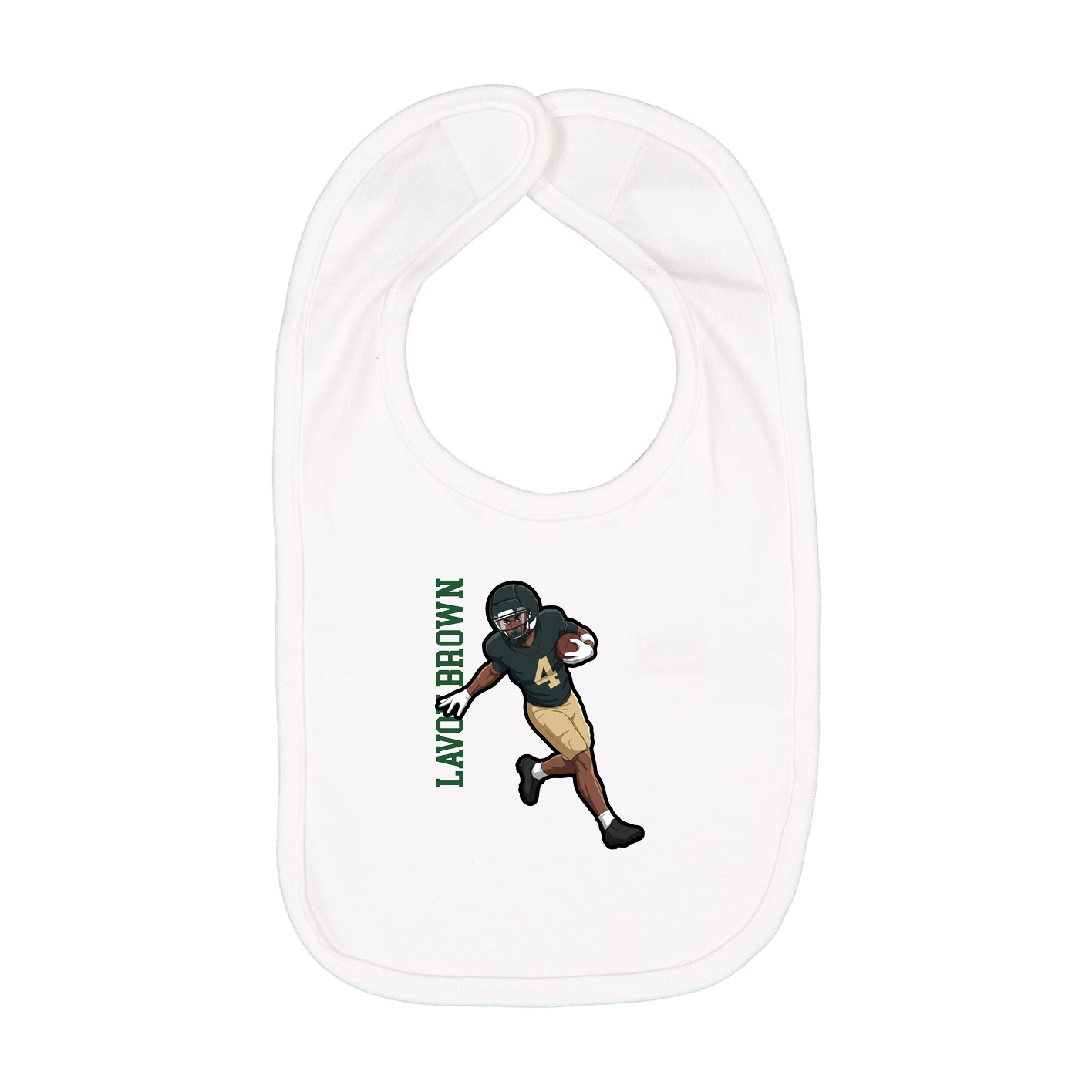 Infant Bib — Name Vertical in White